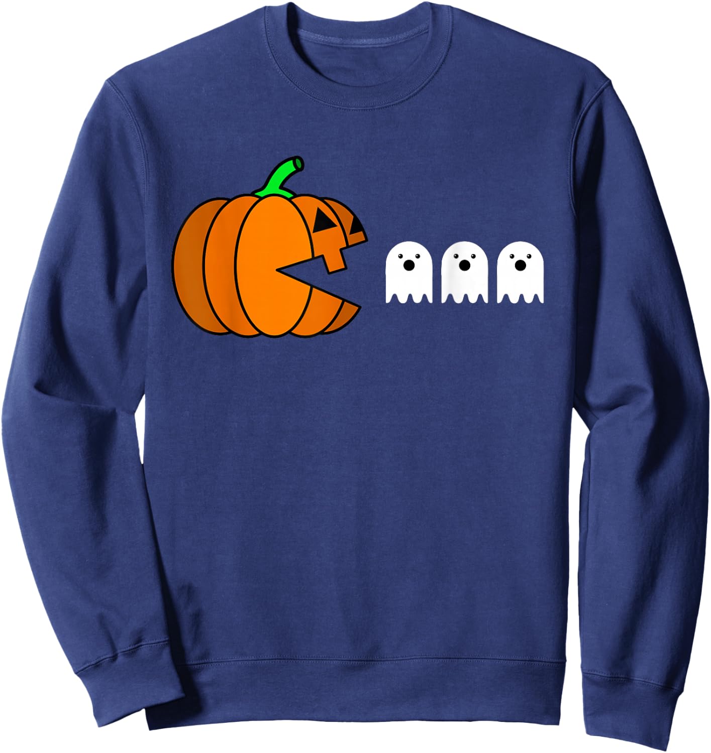 Funny Halloween Pumpkin Eating Ghost, Gamer Men Women Kids Sweatshirt - Sweatshirt | Navy