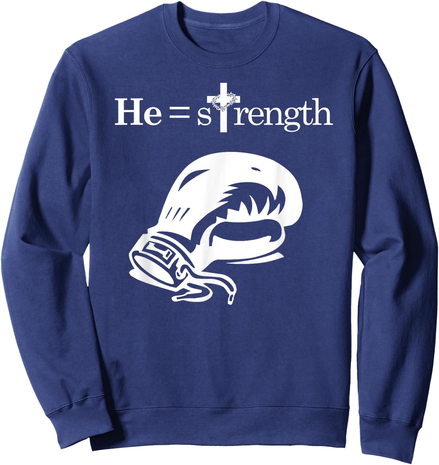 Christian Sports Inspirational Quote Jesus Boxing Sweatshirt - Sweatshirt | Navy
