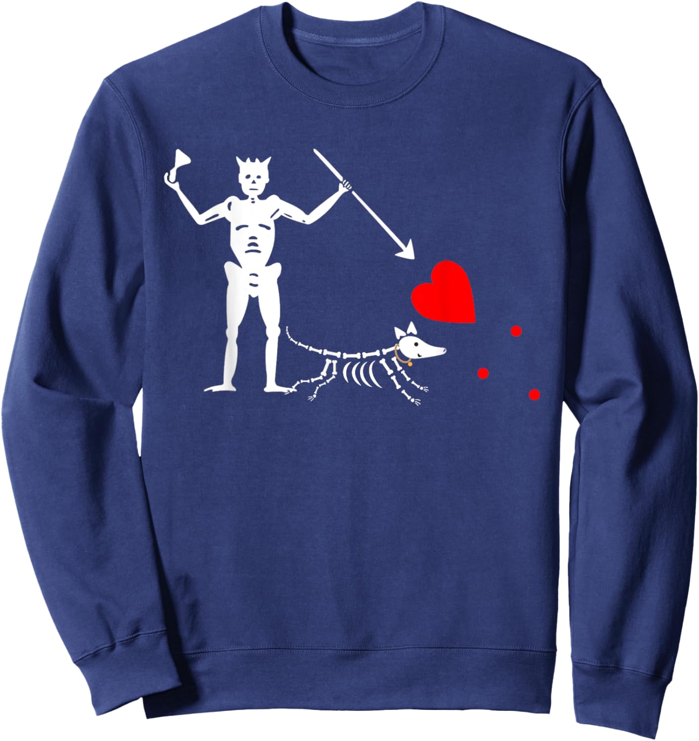 Blackbeard Pirate Flag Skeleton Art Pirate Dog Graphic Sweatshirt - Sweatshirt | Navy