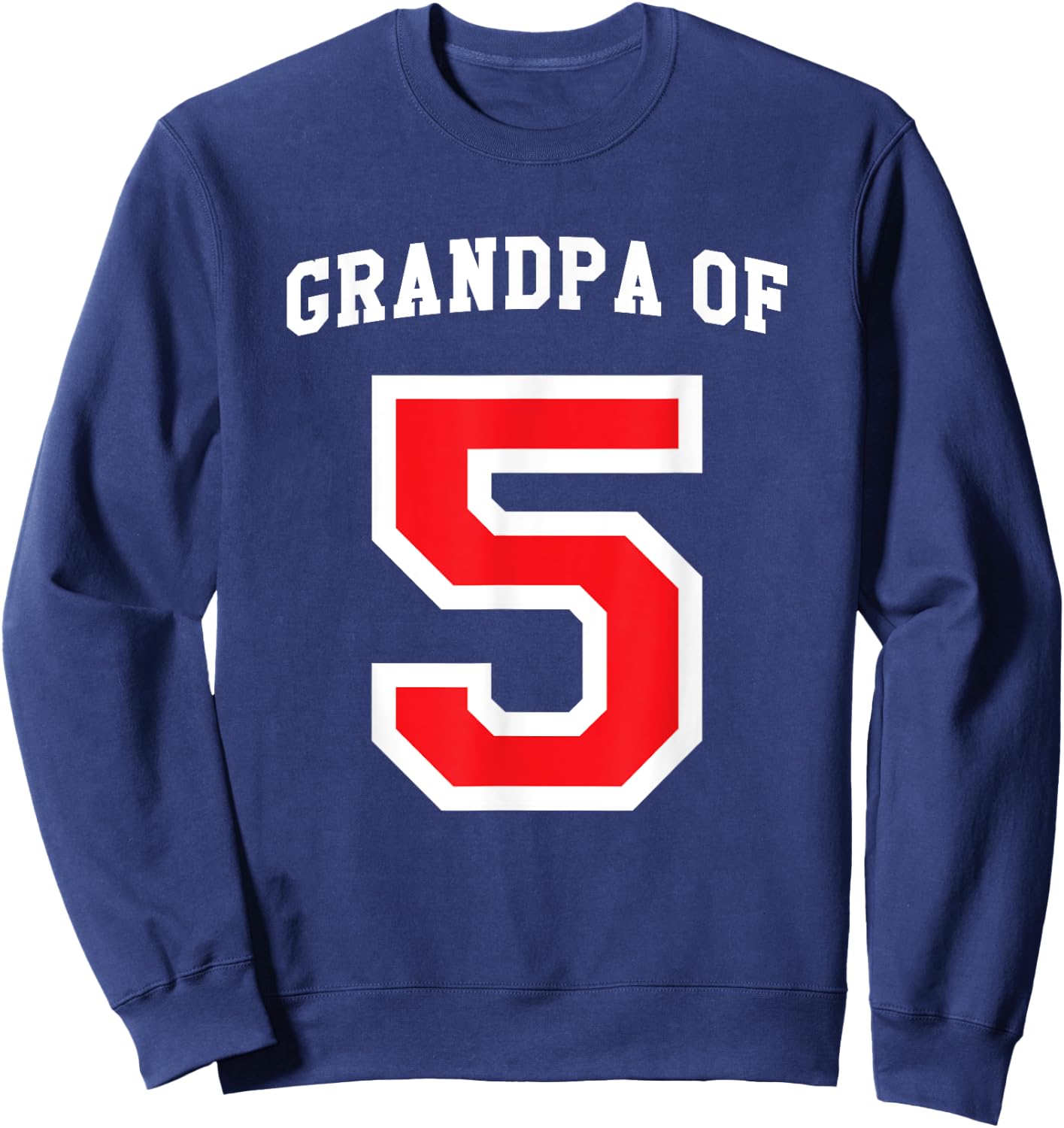 Grandpa of 5 Grandchildren Baseball Jersey Sweatshirt - Sweatshirt | Navy