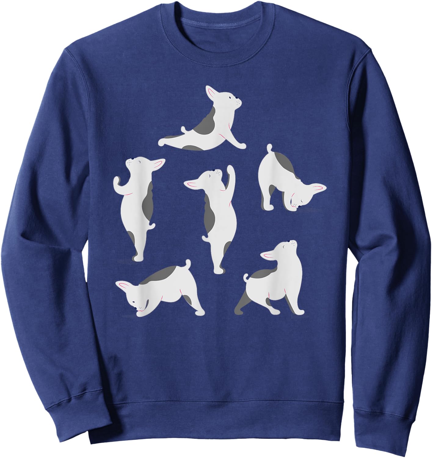 French Bulldog Yoga Poses Funny Cute Frenchie Dog Lover Men Women Girls Kids Sweatshirt - Sweatshirt | Navy