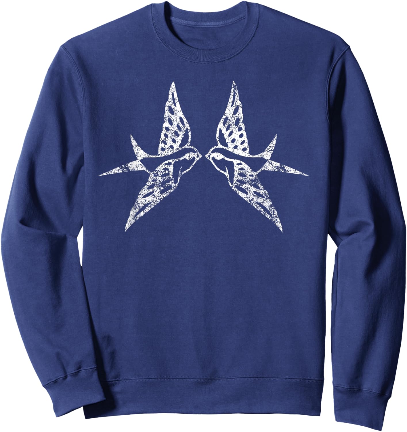 Vintage Two Birds Flying - Distressed Retro Bird Sweatshirt - Sweatshirt | Navy