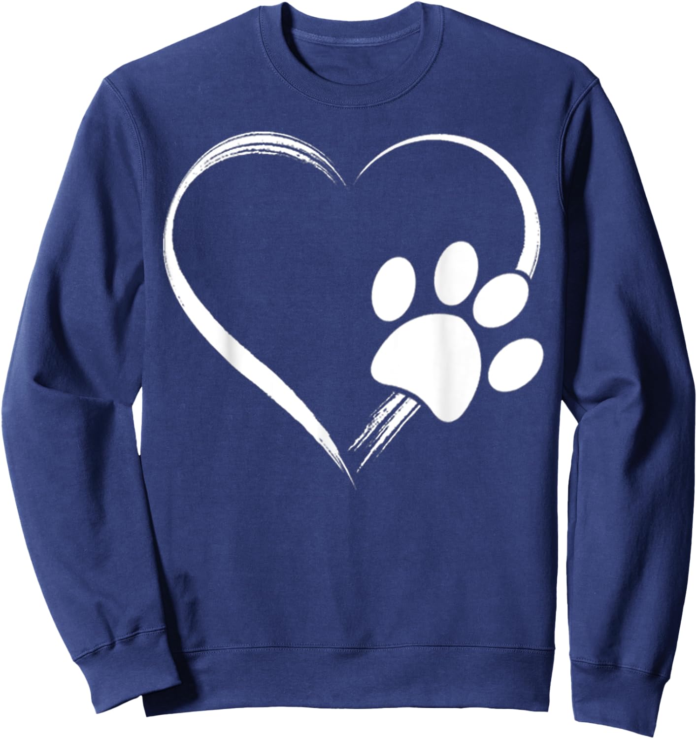 Dog Paw Print Heart Shirt Dog Lover Owner Gift Mom & Dad Sweatshirt - Sweatshirt | Navy