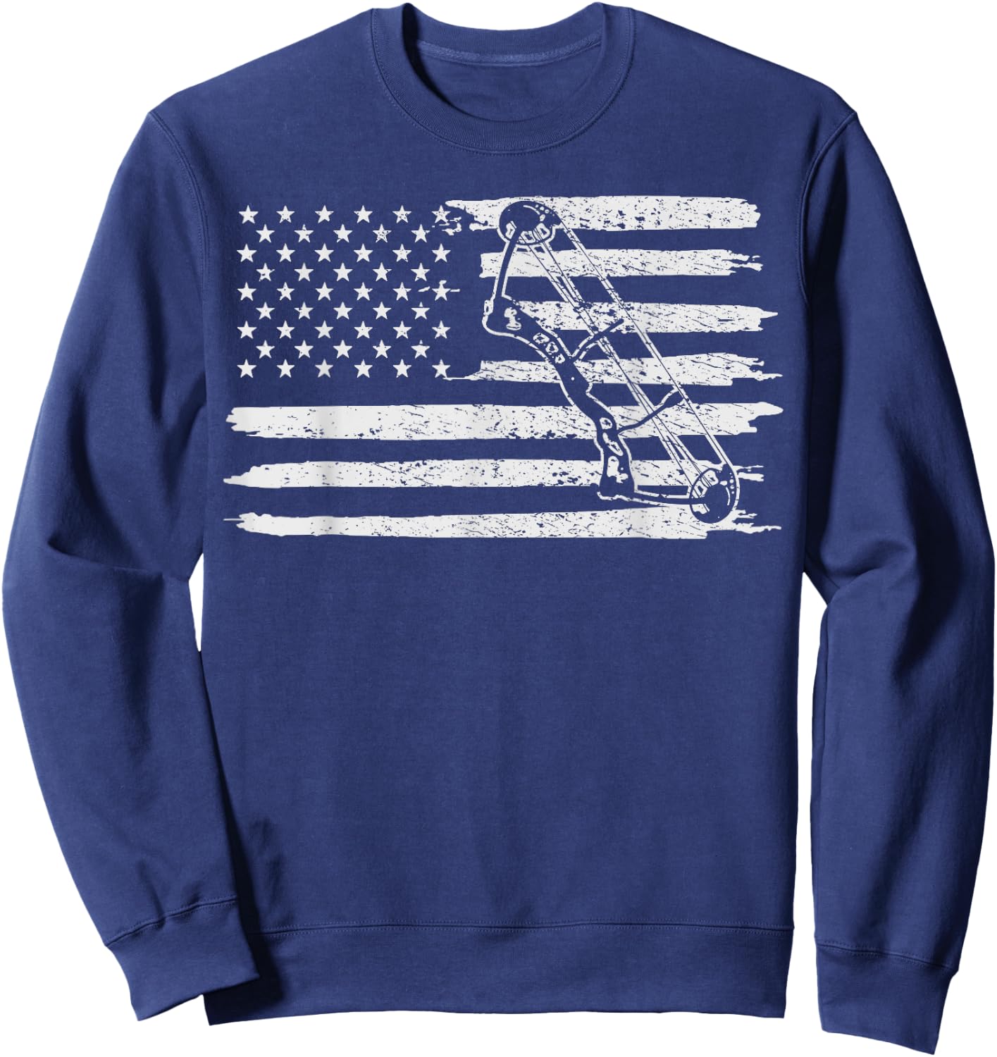 Archery Bow Hunting USA Flag 4th Of July Vintage Sweatshirt - Sweatshirt | Navy