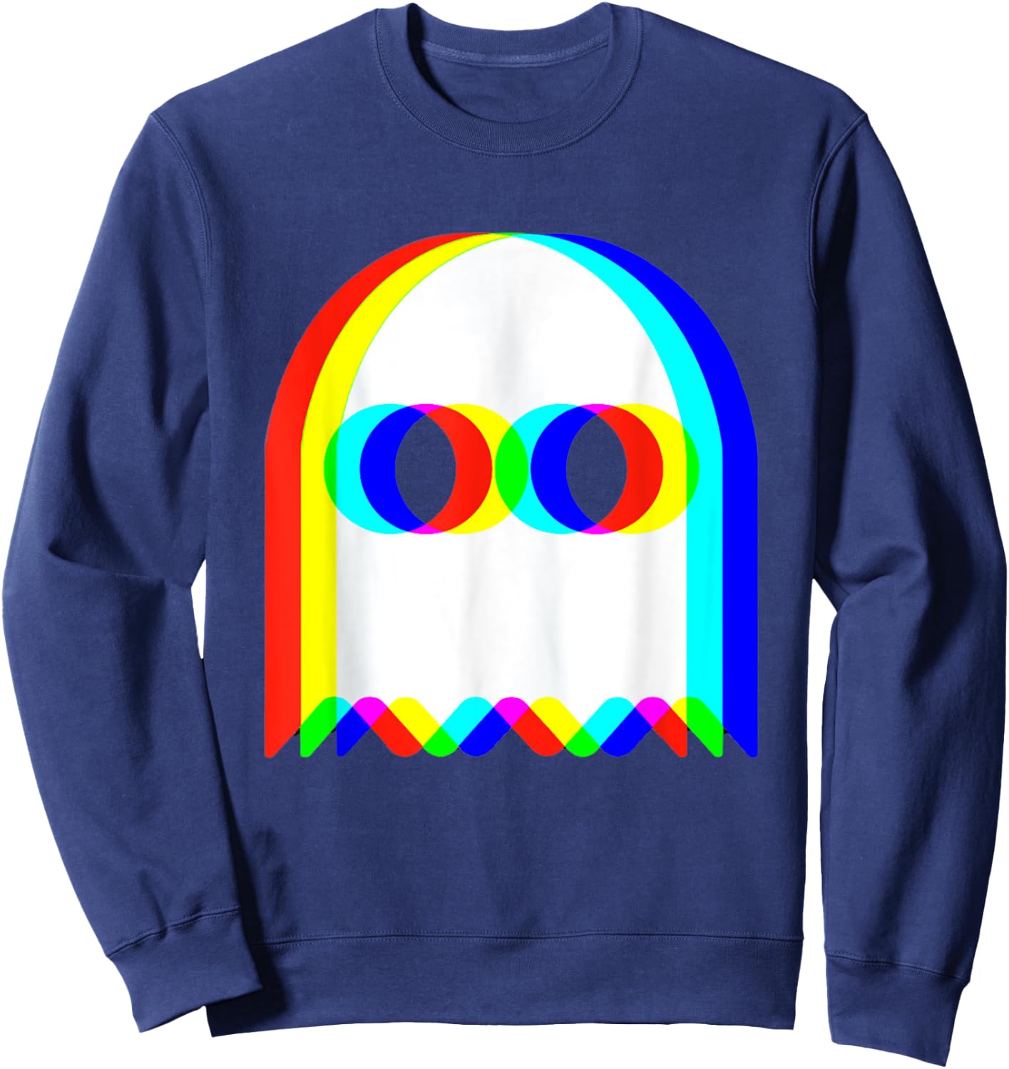 Funny Trippy Ghost Vaporwave Halloween Rave Party Funny Sweatshirt - Sweatshirt | Navy