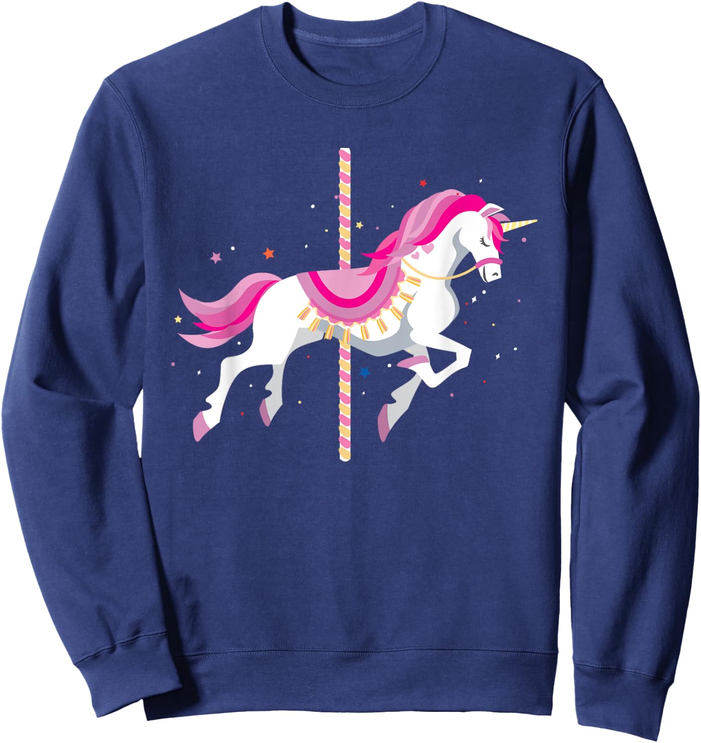 Kids Unicorn Carousel Ride Pretty Unicorns Amusement Park Sweatshirt - Sweatshirt | Navy