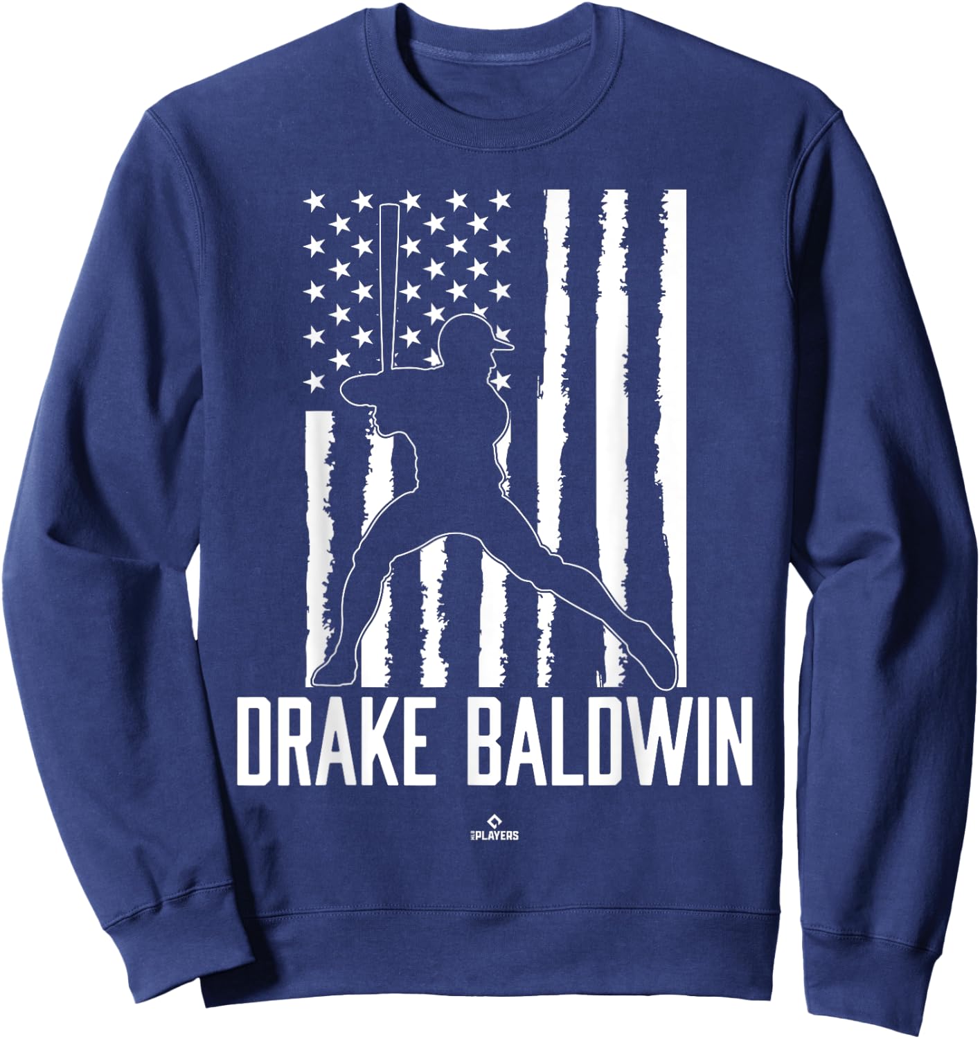 Distressed Flag Swing Drake Baldwin Prospect Baseball Fan Sweatshirt - Sweatshirt | Navy