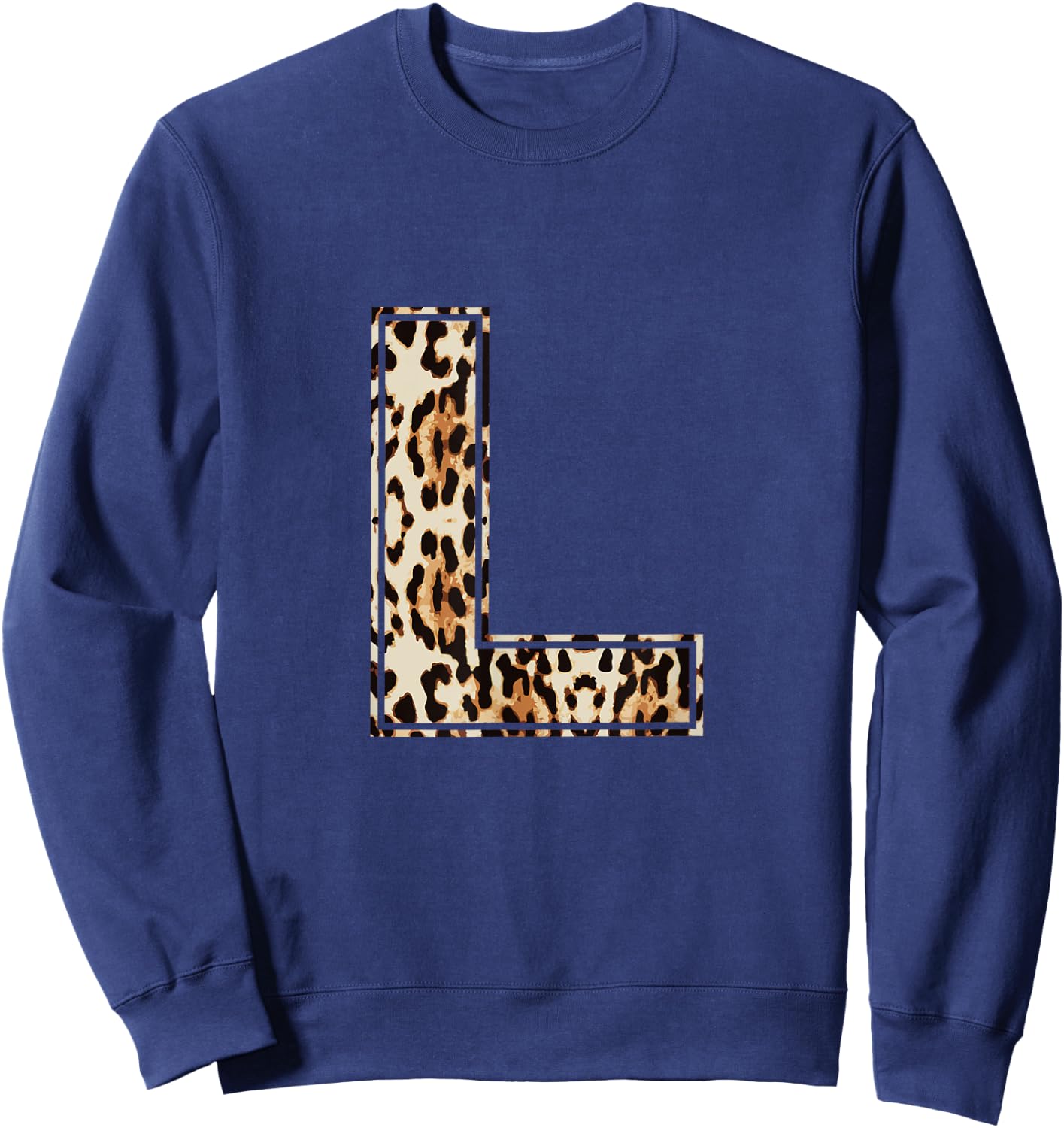 Cool Letter L Initial Name Leopard Cheetah Print Sweatshirt - Sweatshirt | Navy