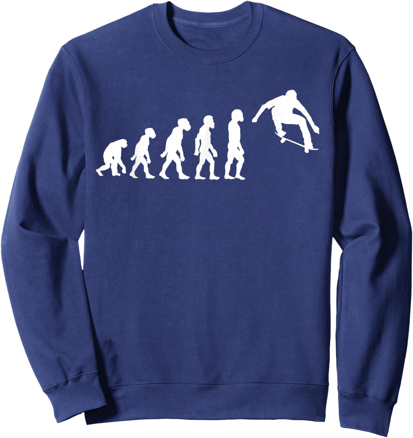 Funny Human Skateboarding Evolution Skater Skateboarder Sweatshirt - Sweatshirt | Navy