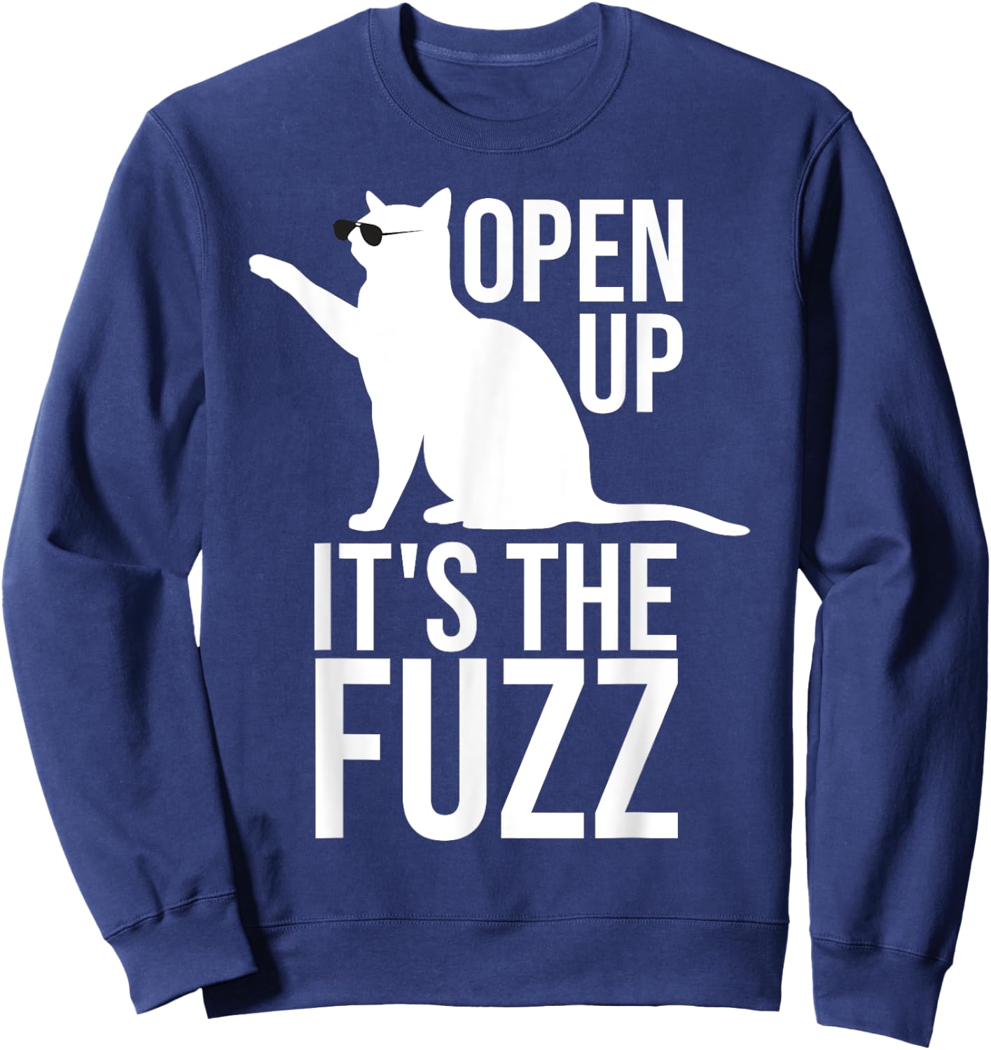 Funny Cat Shirt | The Fuzz Kitten Scratching Door Cat Pun Women Kids Sweatshirt - Sweatshirt | Navy