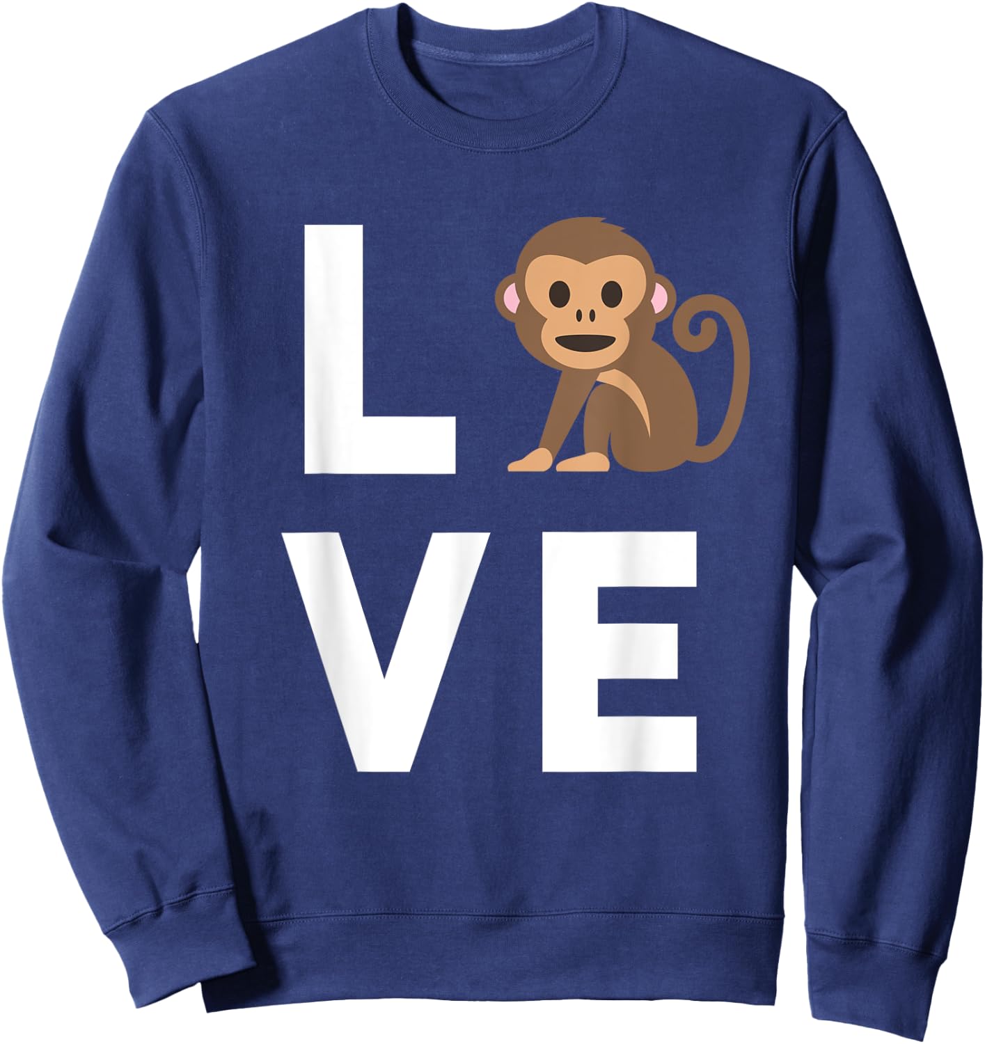 I Love Monkeys Funny Monkey Lover Kids Cute Monkey Sweatshirt - Sweatshirt | Navy