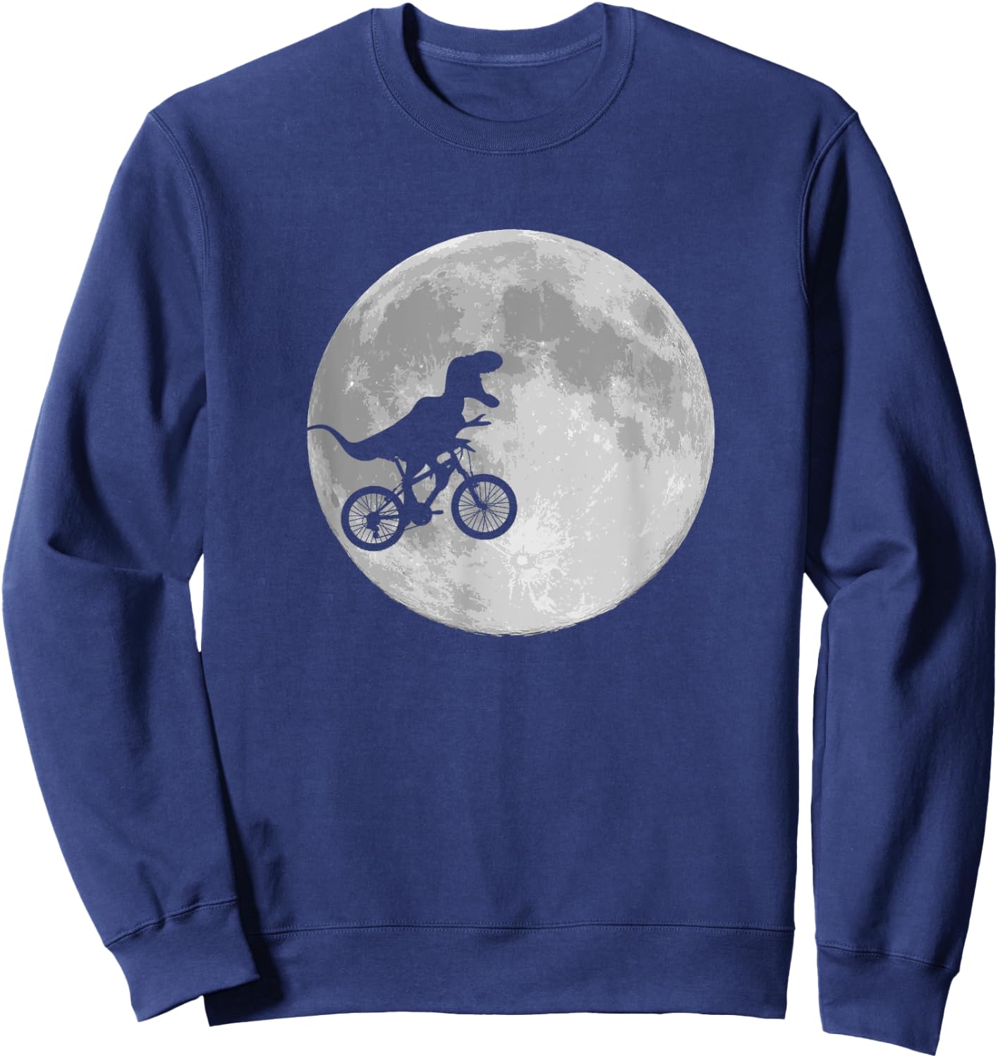 Dinosaur Bike and Moon shirt retro 80's funny Sweatshirt - Sweatshirt | Navy