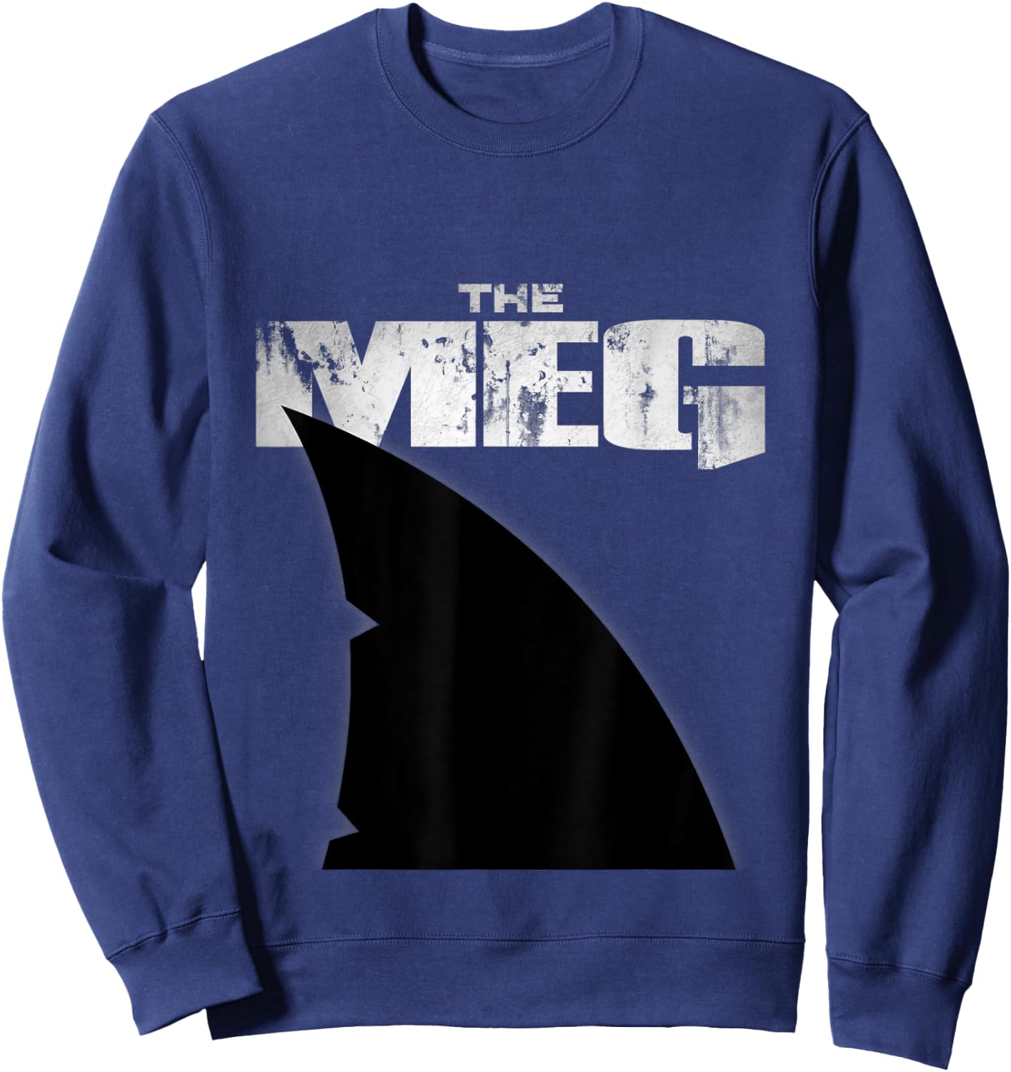 Shark for Sea lovers | -Adults Meg Shark | Black Distressed Modern Short Sleeve | Small Sweatshirt - Sweatshirt | Navy