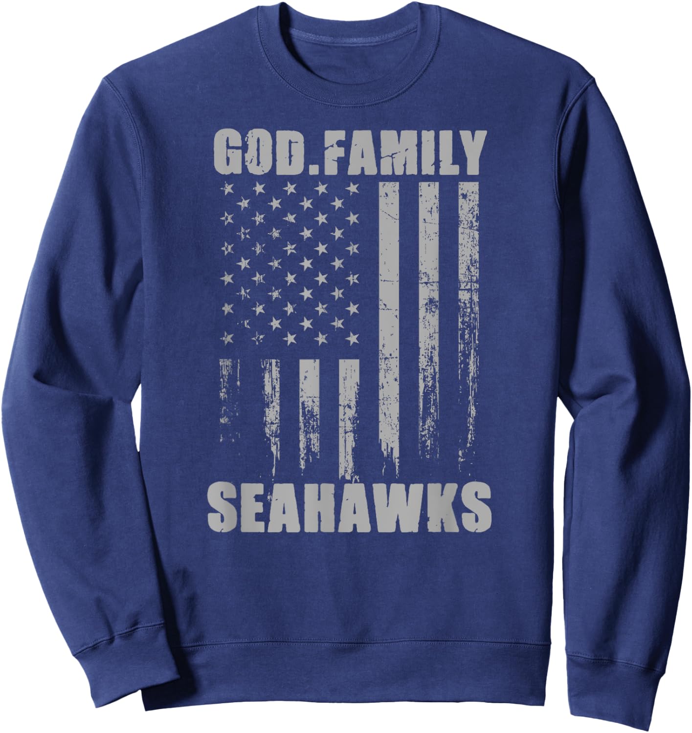 Peninsula Seahawks God. Family. Vintage USA Flag Sweatshirt - Sweatshirt | Navy