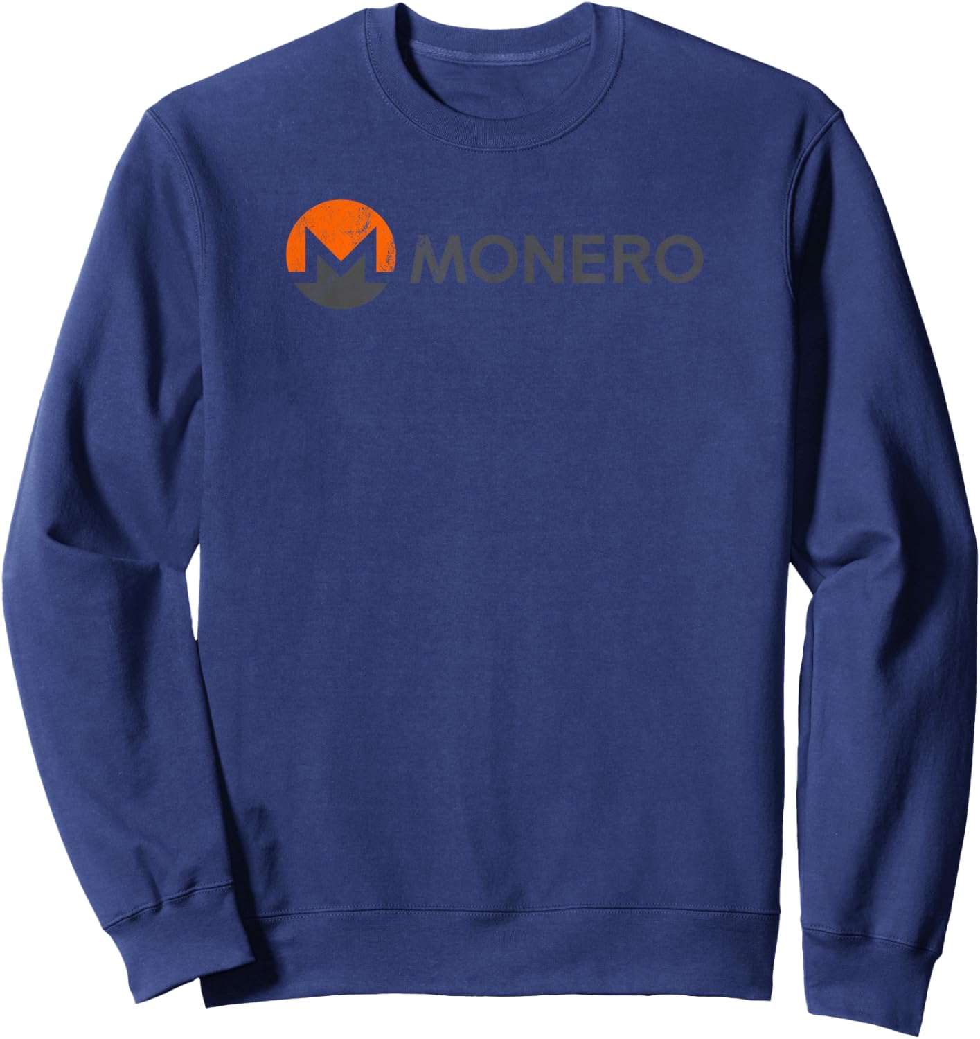 Monero Logo and Text Vintage Distressed Style Sweatshirt - Sweatshirt | Navy
