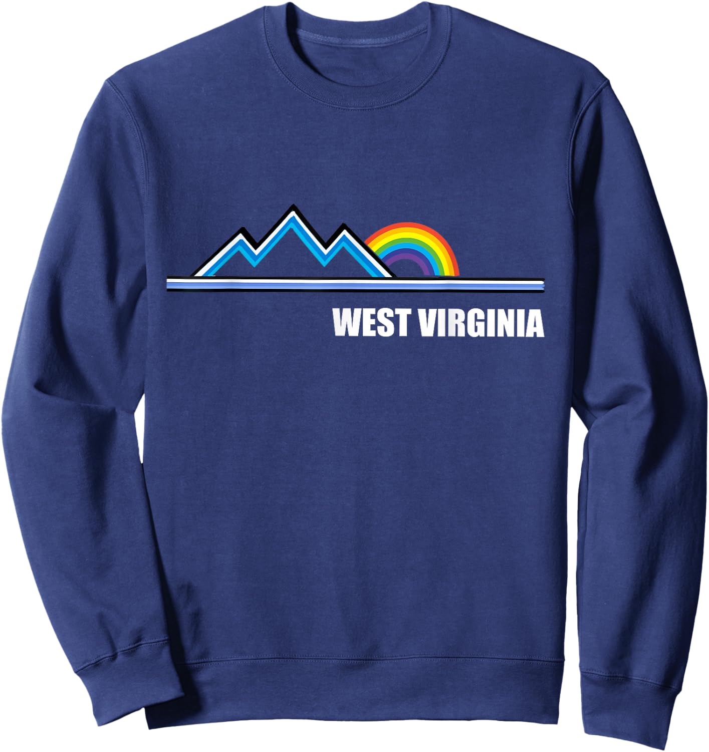 Retro West Virginia T Shirt Vintage Rainbow Mountains Sweatshirt - Sweatshirt | Navy