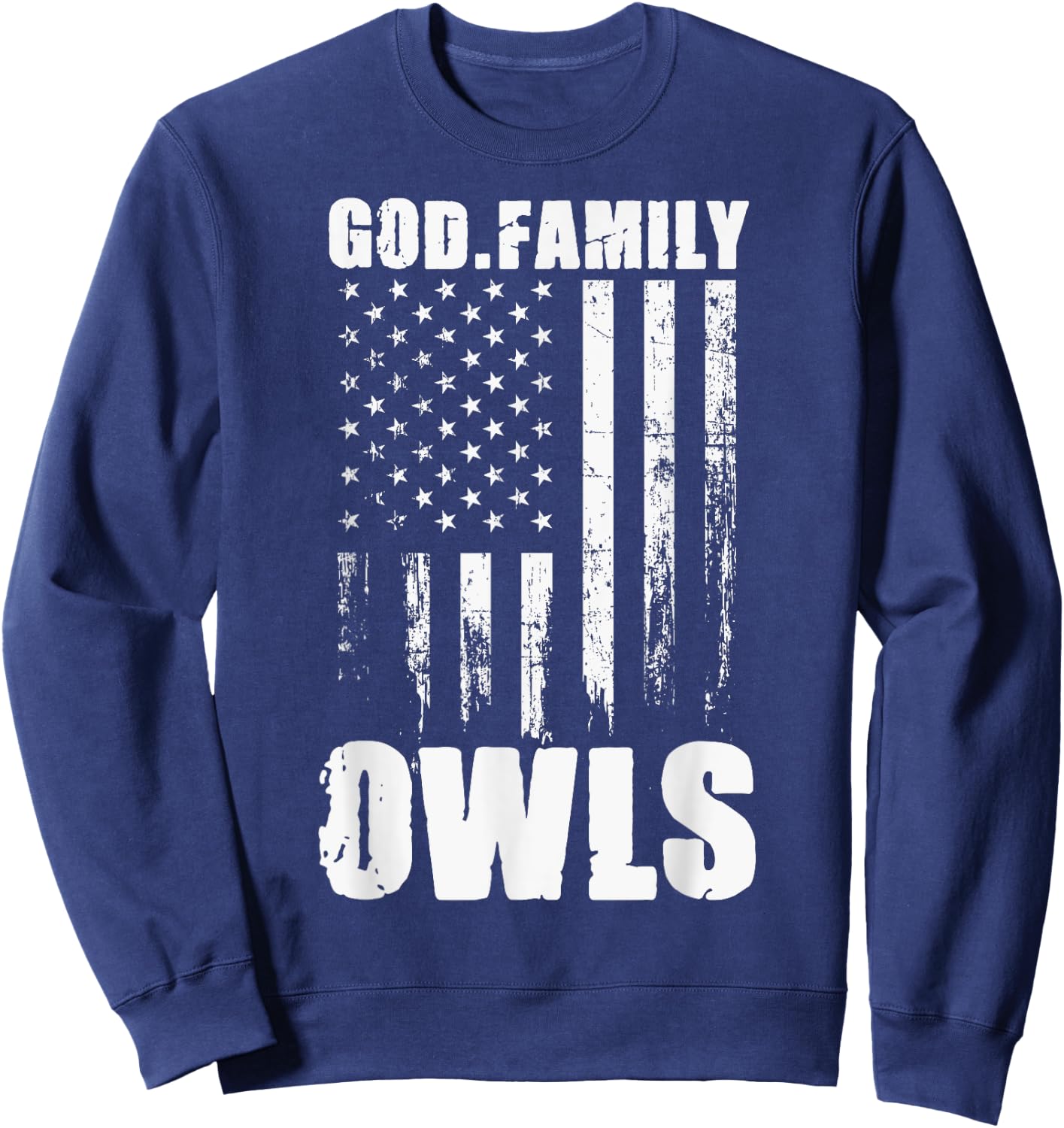 Joshua Owls God. Family. Vintage USA Flag Sweatshirt - Sweatshirt | Navy