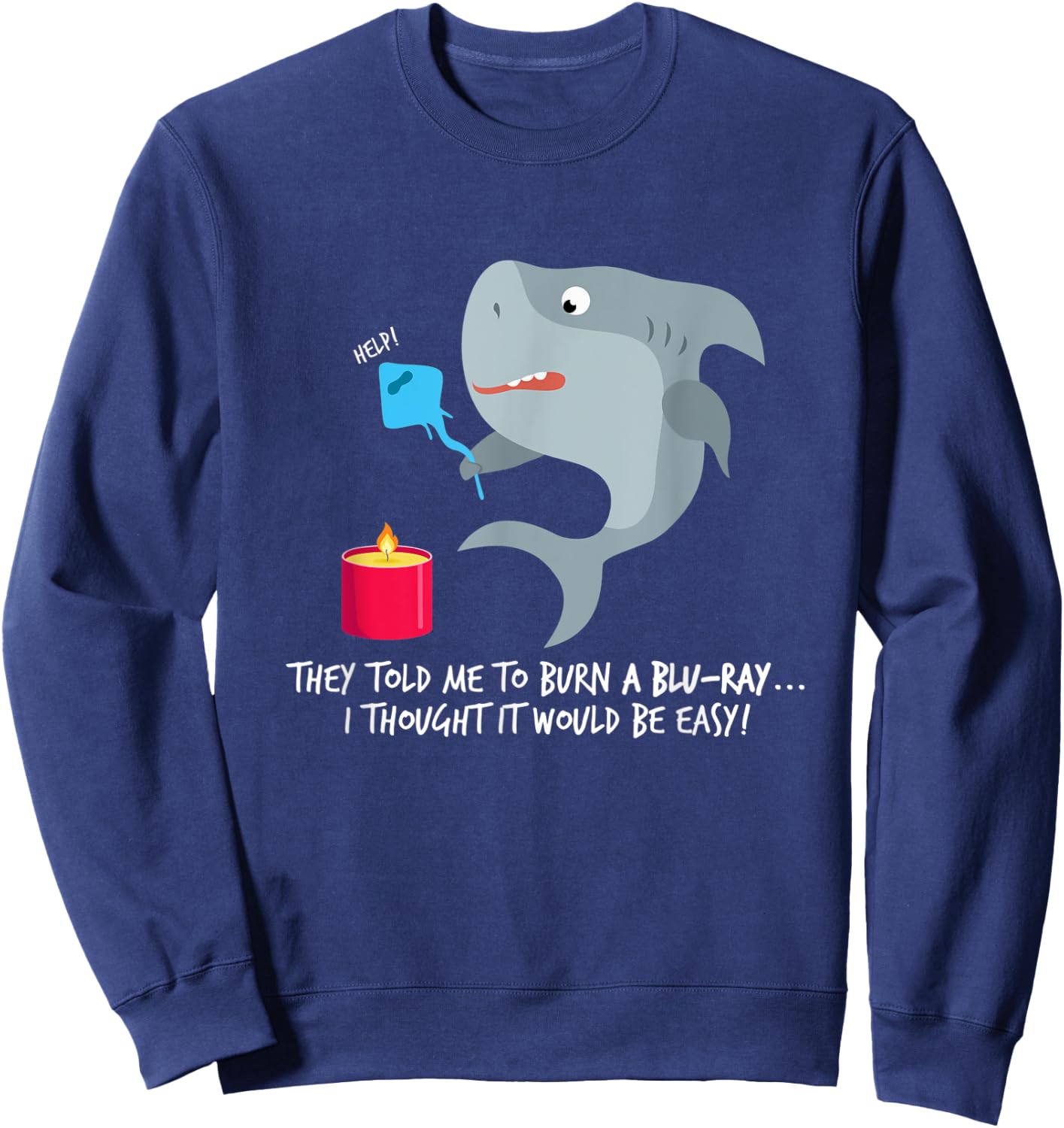 Funny shark and Blu-ray Sweatshirt - Sweatshirt | Navy
