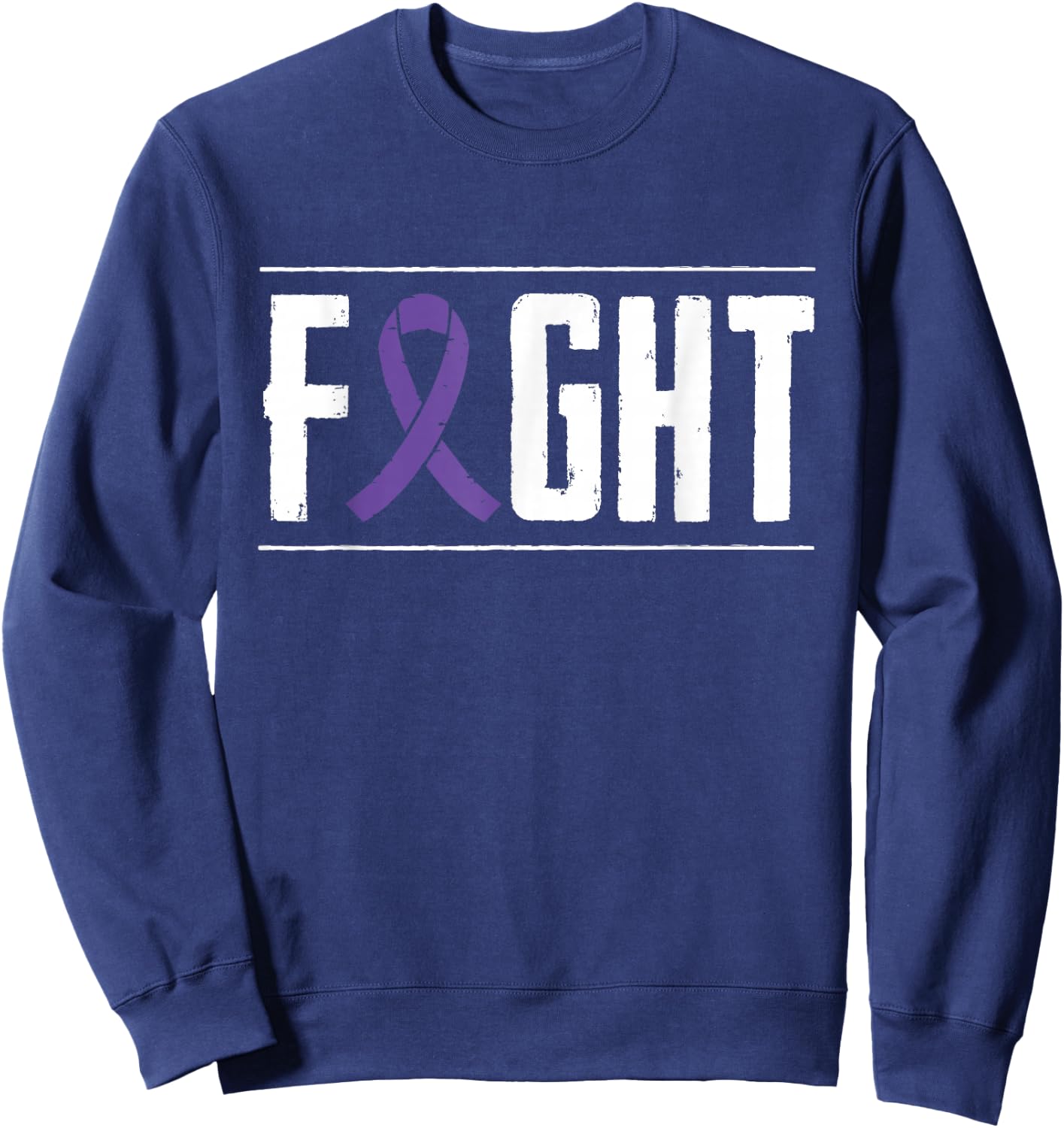 Pancreatic Cancer Fight Cancer Ribbon Sweatshirt - Sweatshirt | Navy