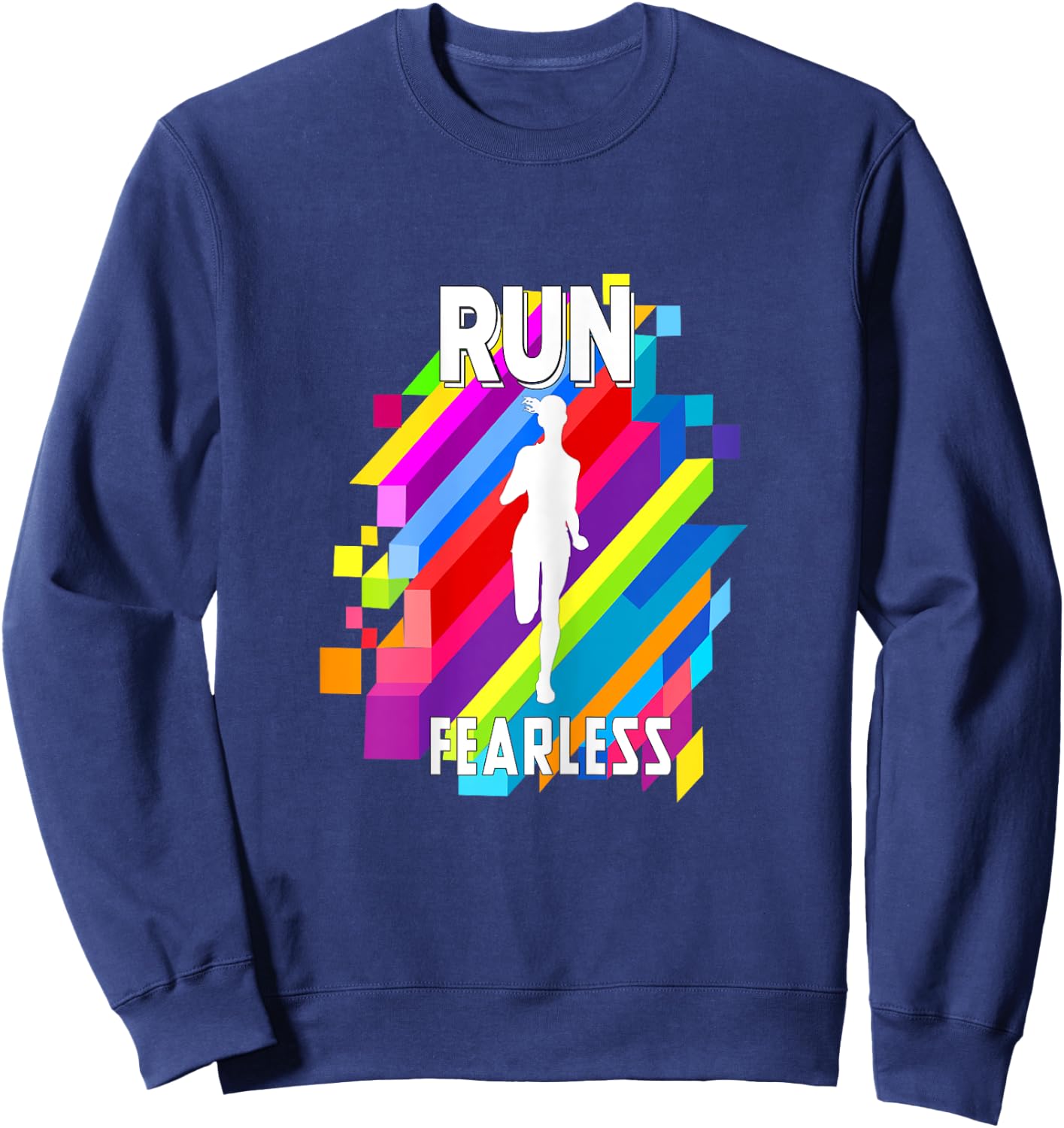 Run Fearless Colorful Strips Running Fit women girl Sweatshirt - Sweatshirt | Navy