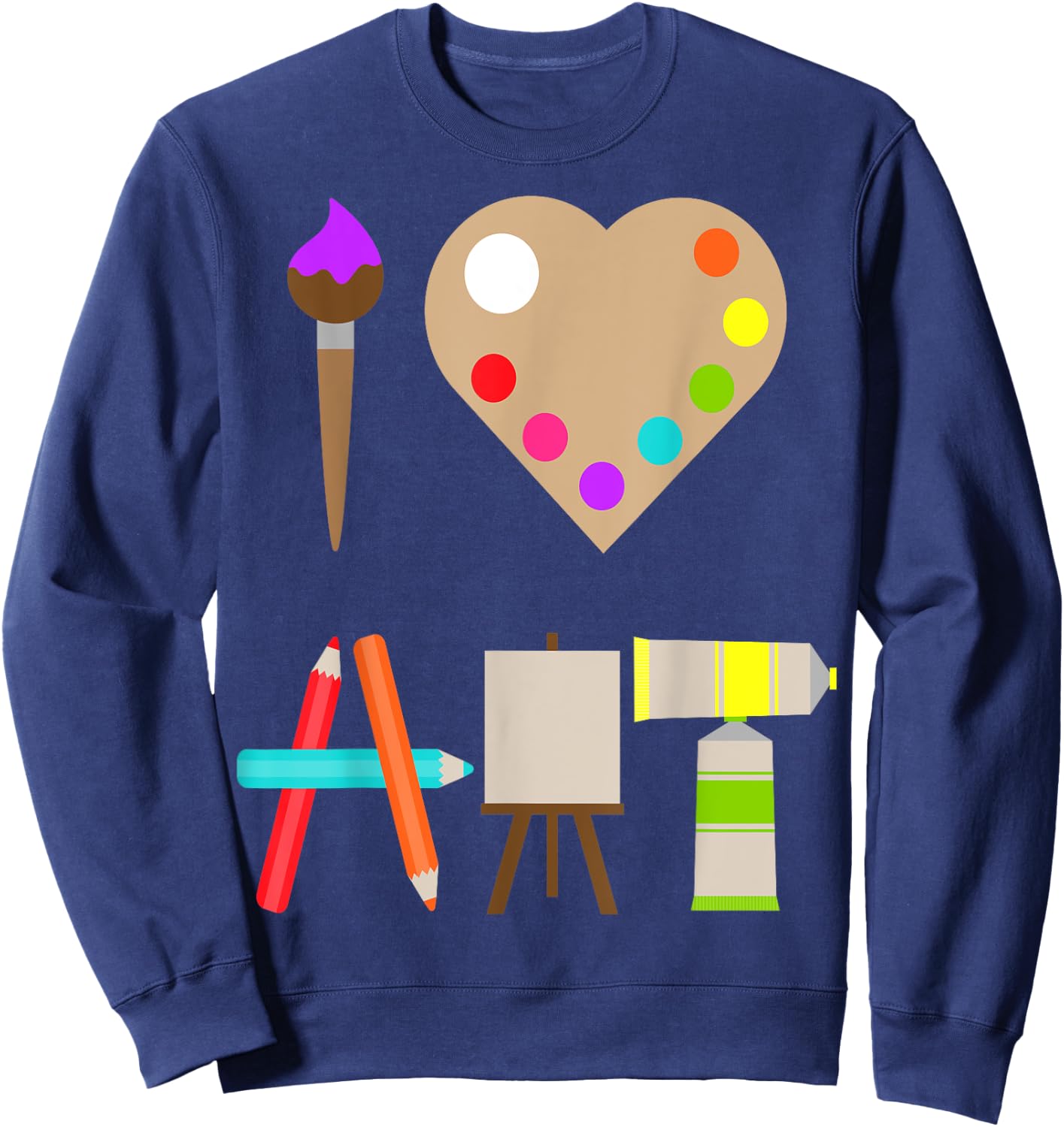 Cool I Love Art Fun Colorful Future Artist and Crafts Sweatshirt - Sweatshirt | Navy