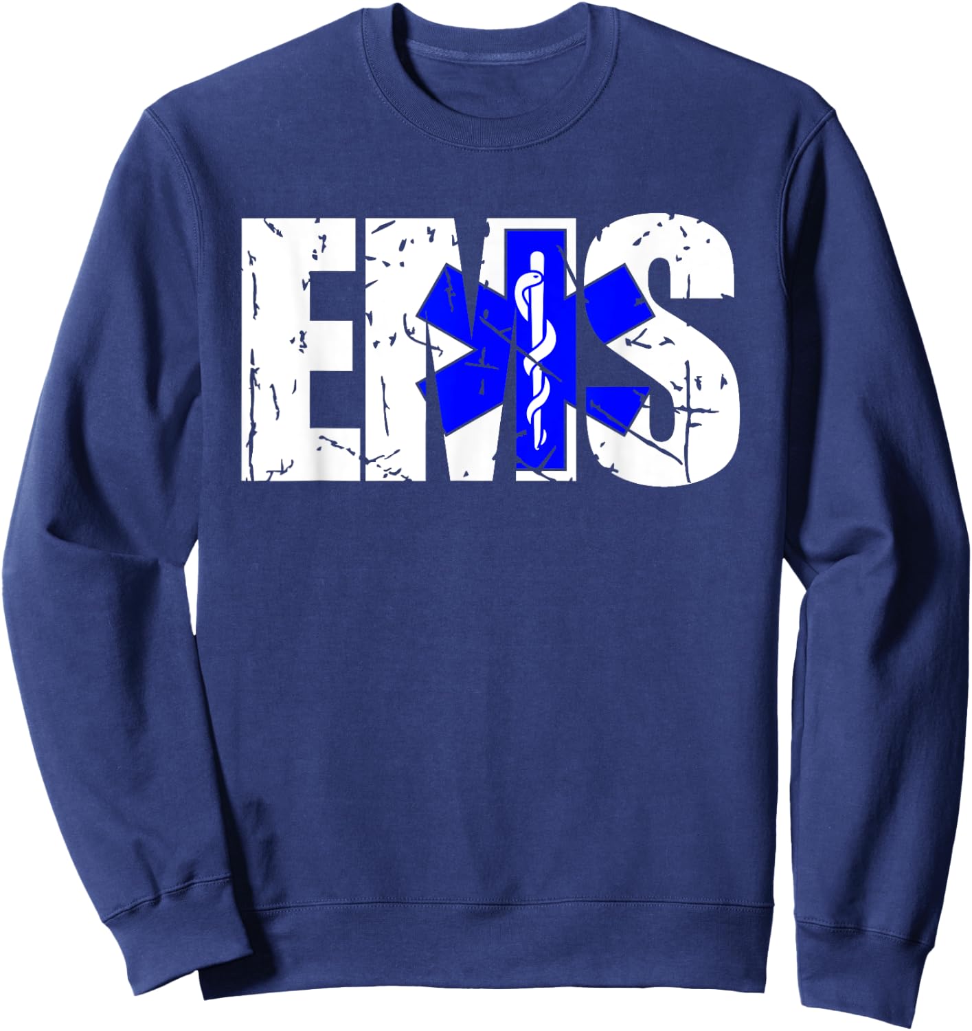 Distressed EMS EMT 911 Rescue Emergency Medical Services Sweatshirt - Sweatshirt | Navy