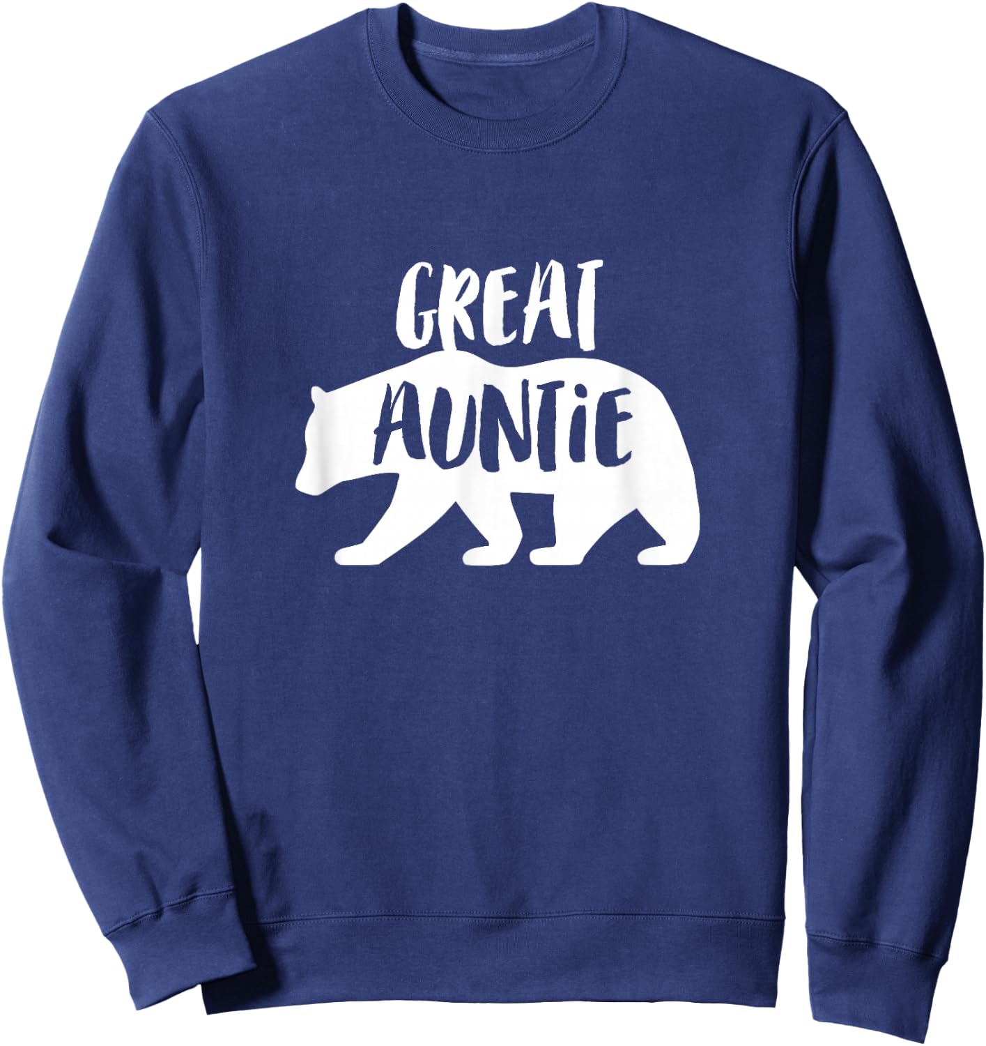 The Persnickety Owl Family Bears #2 Great Aunt Auntie Bear Women's Blue Modern Lace Embellishment Classic Fit Short Sleeve Sweatshirt - Sweatshirt | Navy