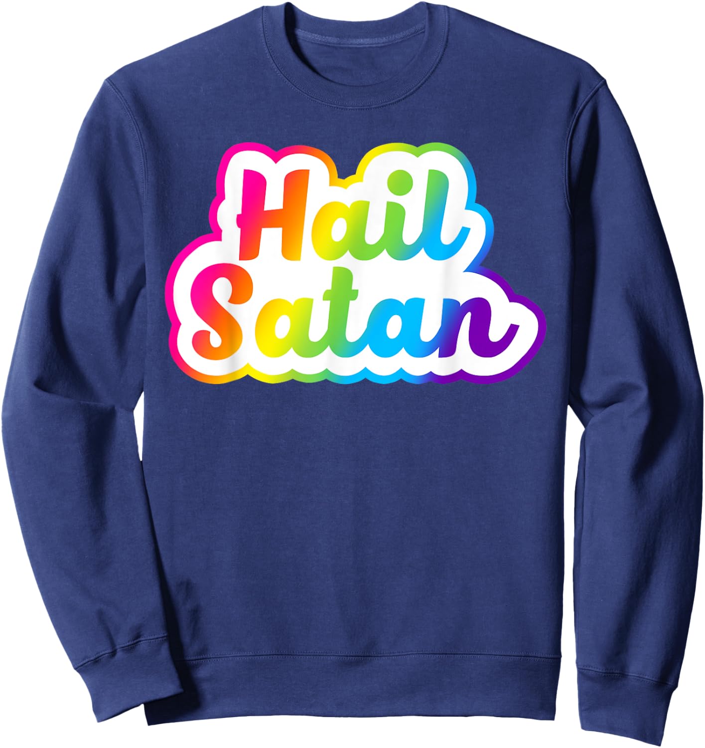 Rainbow 90s Hail Satan Sweatshirt - Sweatshirt | Navy
