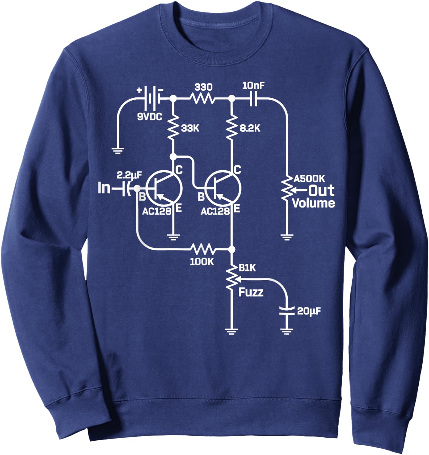 Fuzz Pedal Boutique Handwired Schematic Circuit Sweatshirt - Sweatshirt | Navy
