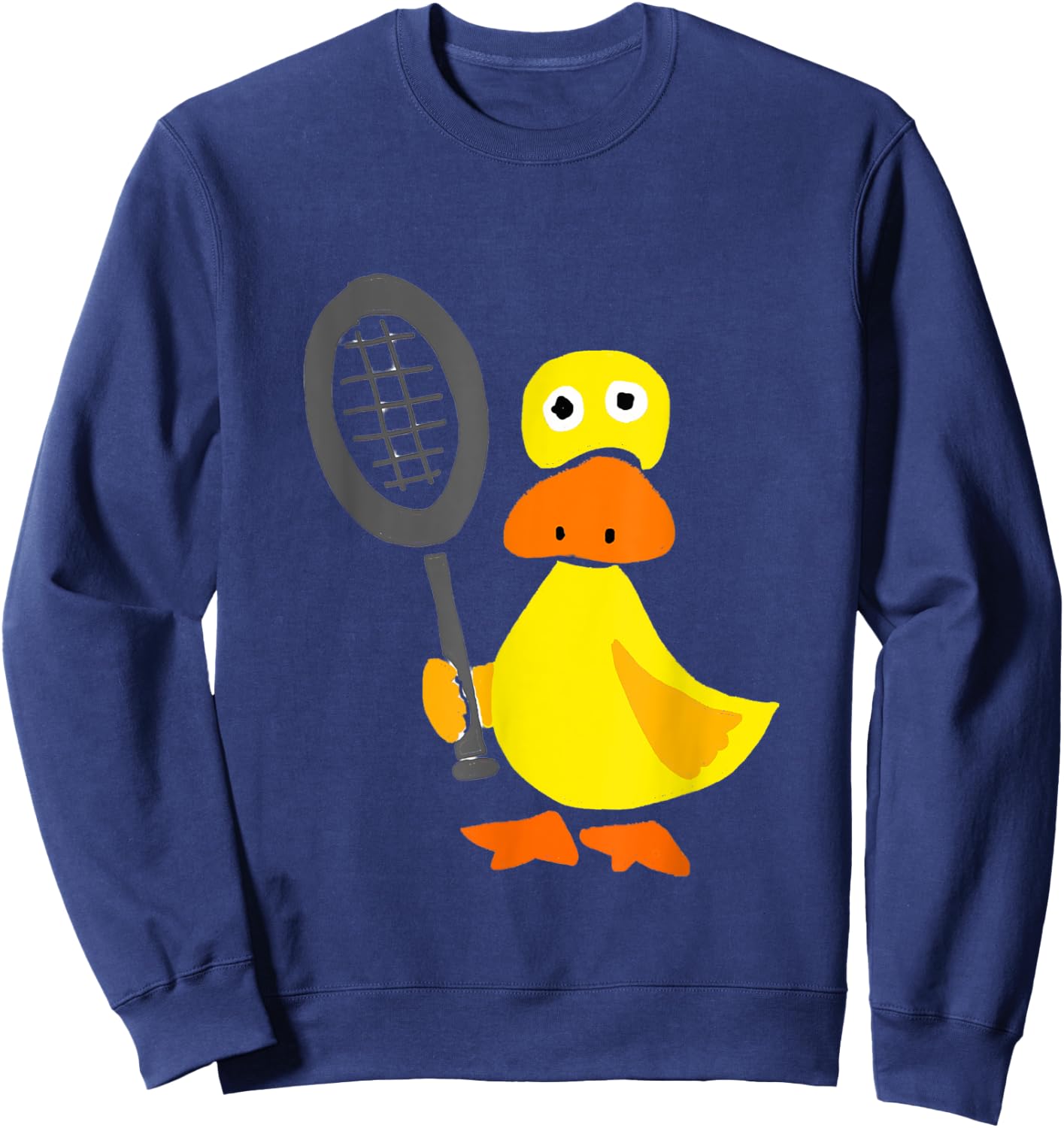 Smileteessportsa Funny Duck Playing Tennis Cartoon Sweatshirt - Sweatshirt | Navy