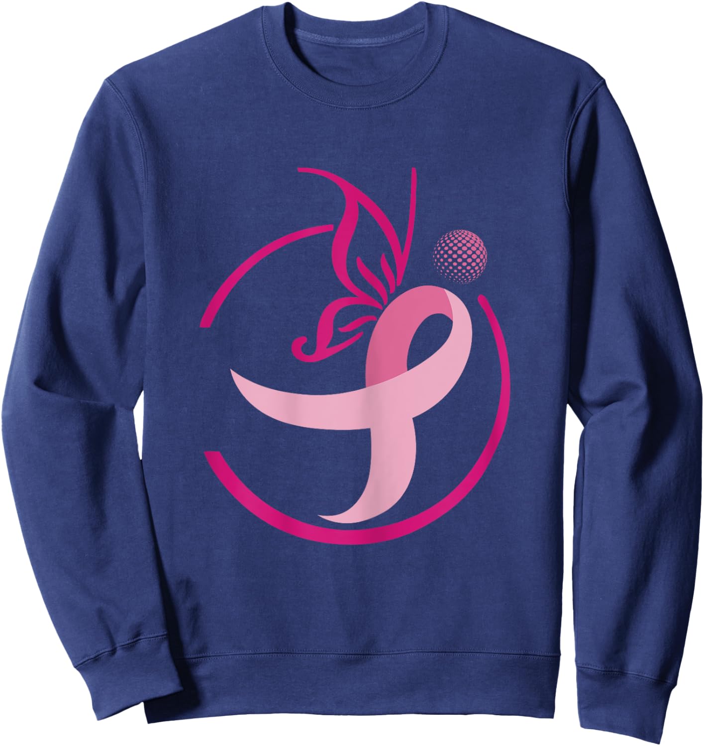 Pink Ribbon Golf Shirts-Butterflies Breast Cancer Sweatshirt - Sweatshirt | Navy