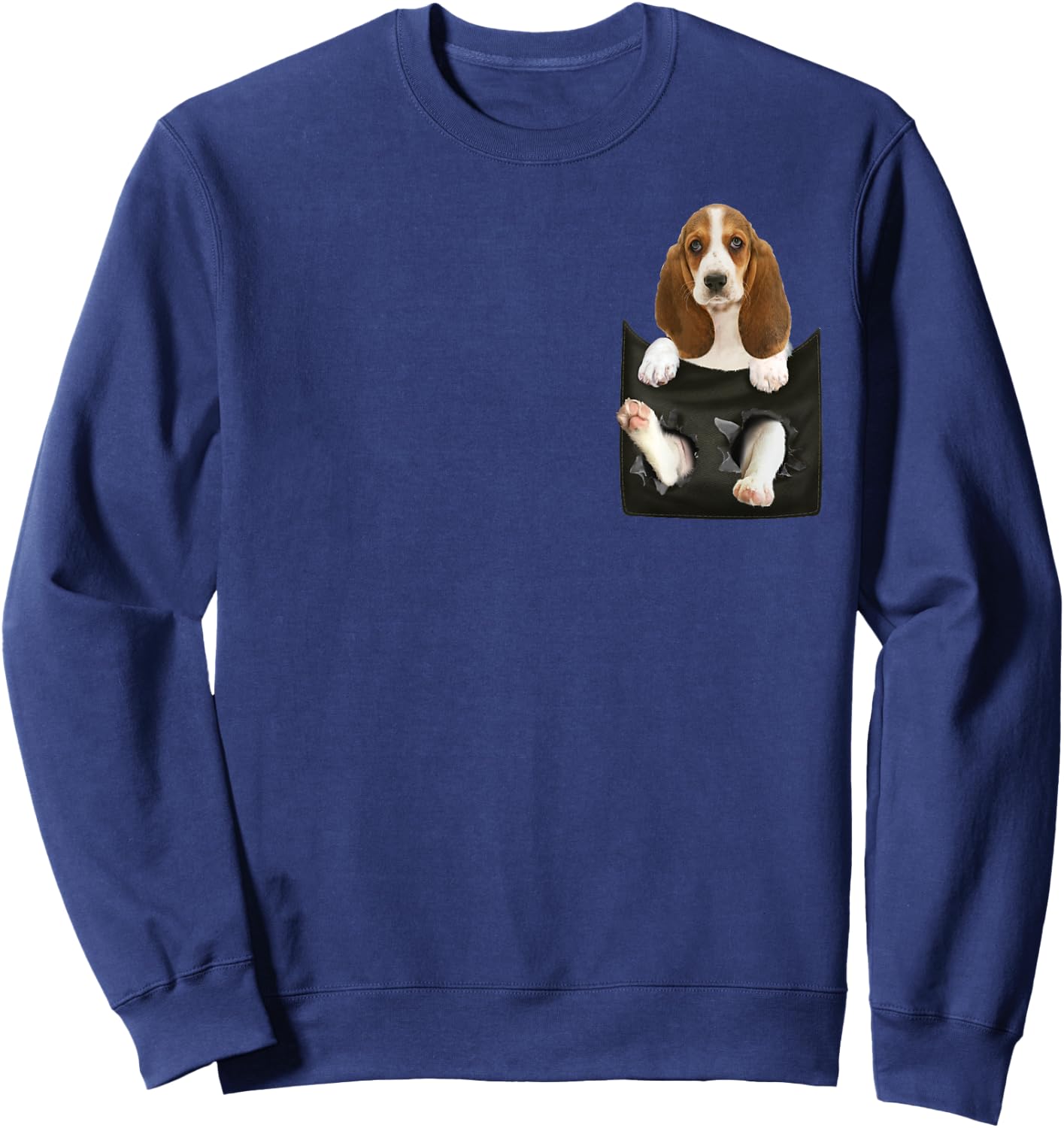 Basset Hound In Pocket Puppy T Shirt Sweatshirt - Sweatshirt | Navy