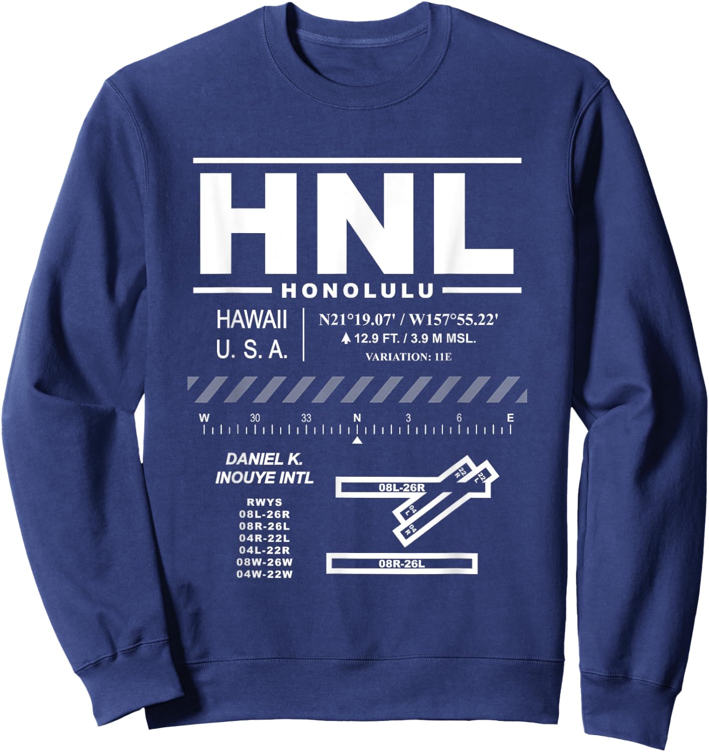 Daniel K. Inouye Int'l Airport Honolulu Hawaii HNL Sweatshirt - Sweatshirt | Navy