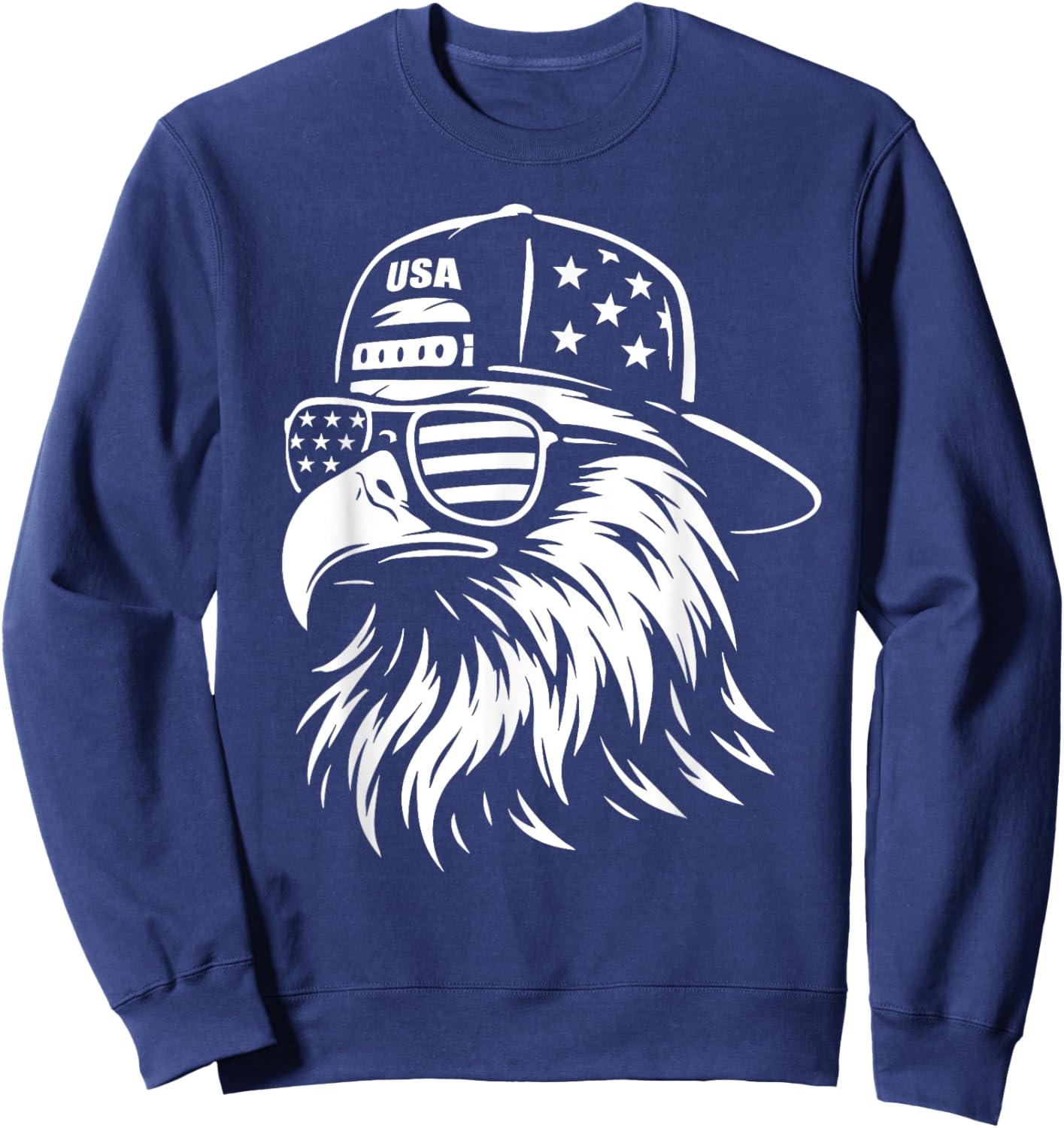 USA Eagle with Cap Patriot 4th of July 4th American Eagle Sweatshirt - Sweatshirt | Navy