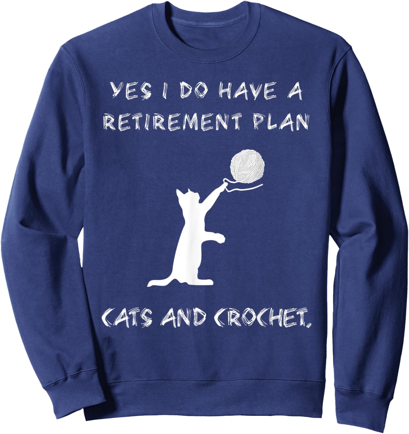 Crochet Cute Cat Kitty Knitting Pet Animal Crocheting Sweatshirt - Sweatshirt | Navy