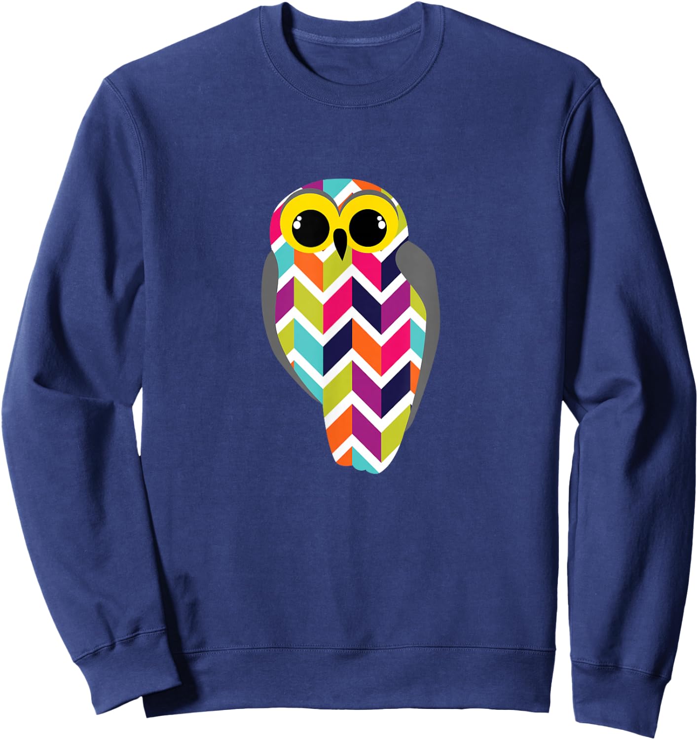 Fun Geometric Owl . Chevron Pattern. Sweatshirt - Sweatshirt | Navy