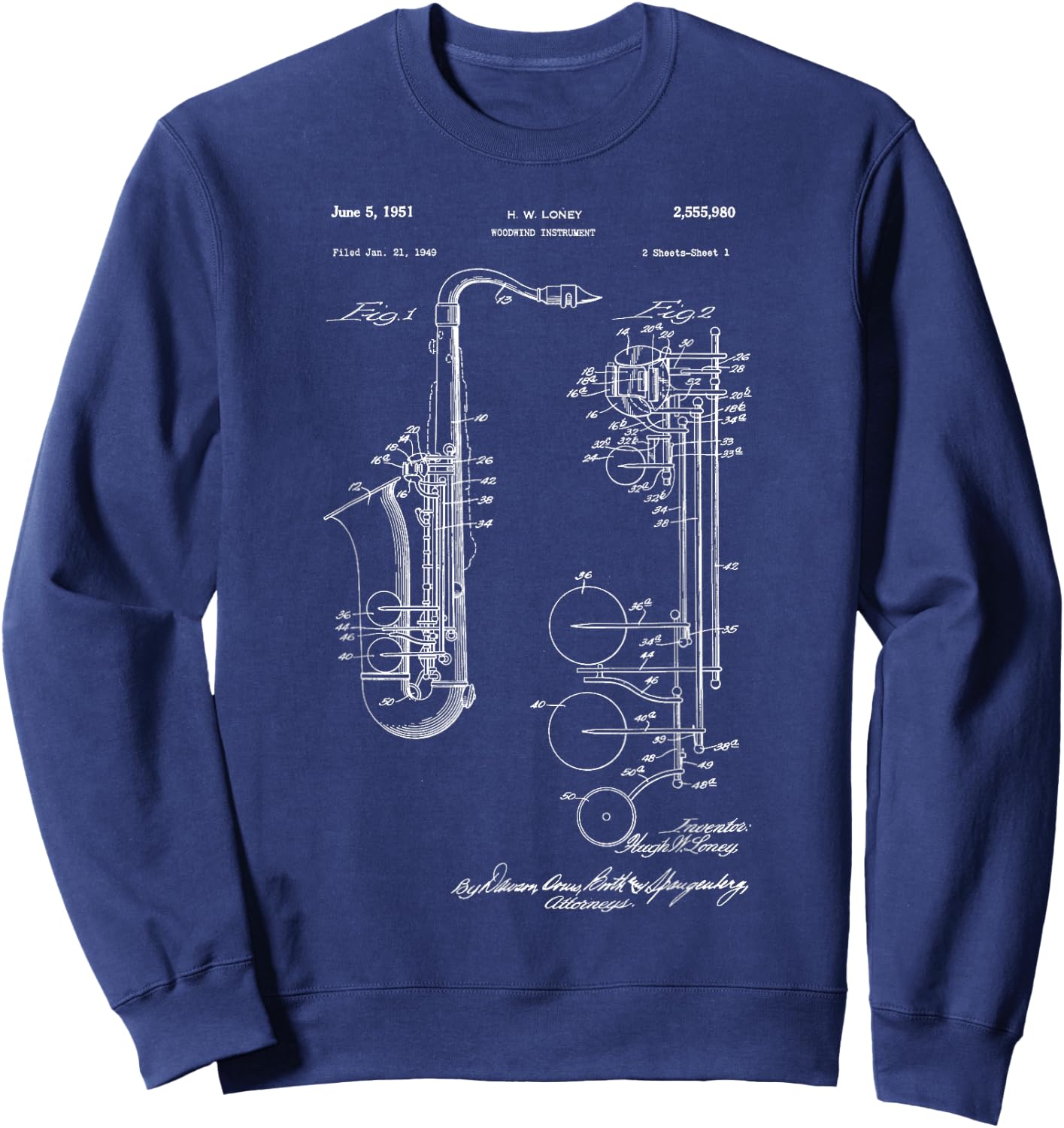 Saxophone Patent Sweatshirt - Sweatshirt | Navy
