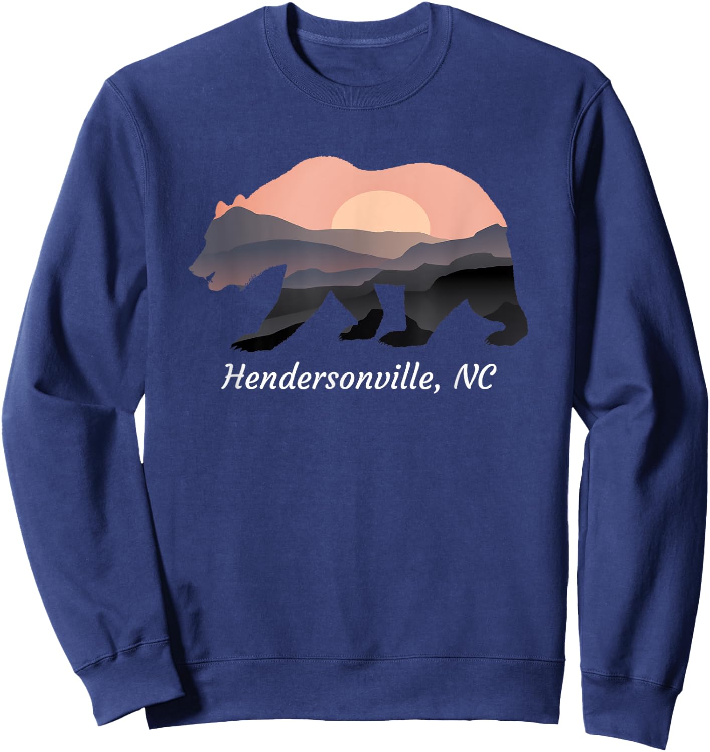 Hendersonville NC North Carolina Wildlife Bear Blue Ridge Mt Sweatshirt - Sweatshirt | Navy