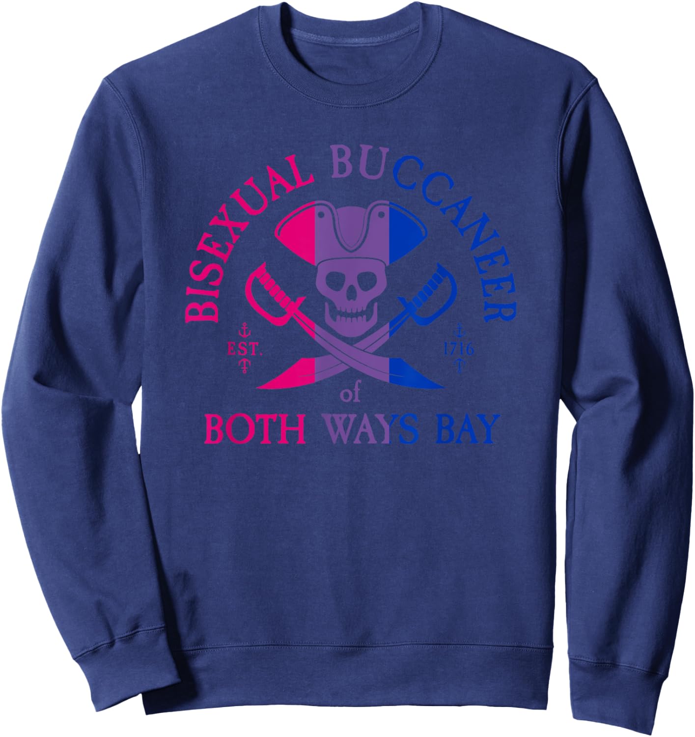Bisexual Buccaneer of Both Ways Bay Bi Pride Shirt Sweatshirt - Sweatshirt | Navy