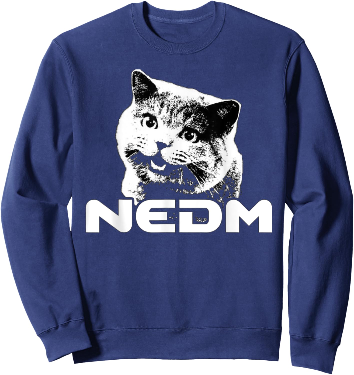 NEDM Not Even Doom Music Internet Cat Kitten Meme Sweatshirt - Sweatshirt | Navy