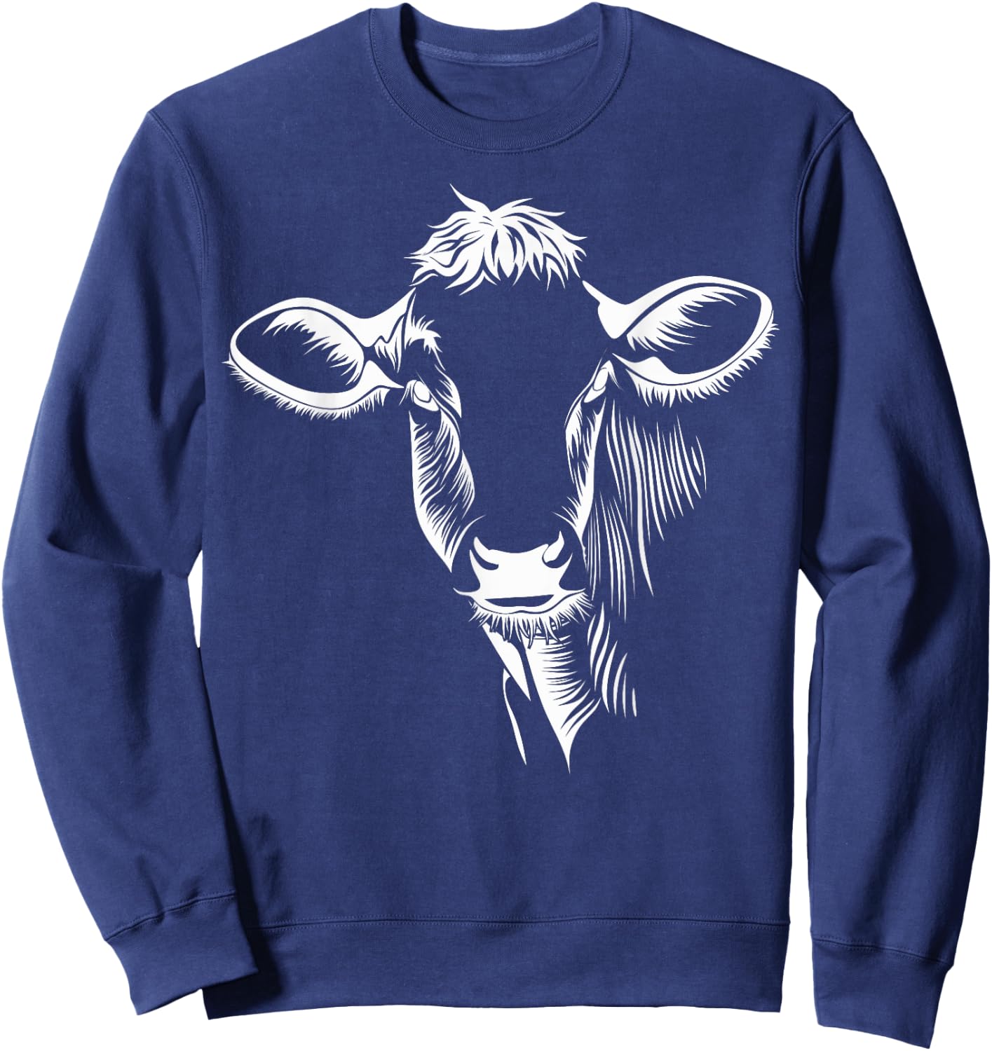 Cute White Jersey Cow Sweatshirt - Sweatshirt | Navy