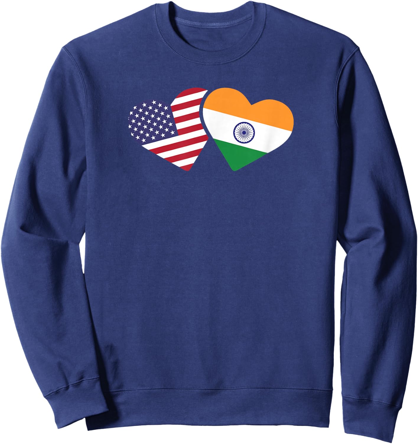 India USA Flag T Shirt Heart Indian American Love Sweatshirt - Sweatshirt | Navy