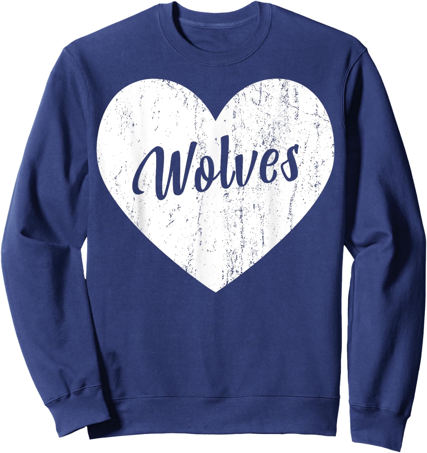 Wolves School Sports Fan Team Spirit Mascot Heart Gift Sweatshirt - Sweatshirt | Navy