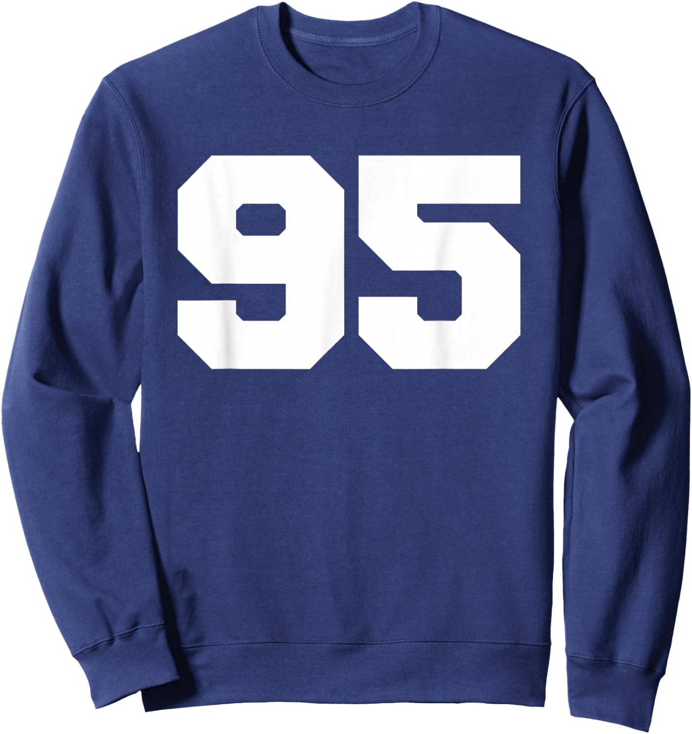 Number 95 Sports Jersey Player #95 Fan FRONT Print Varsity Sweatshirt - Sweatshirt | Navy