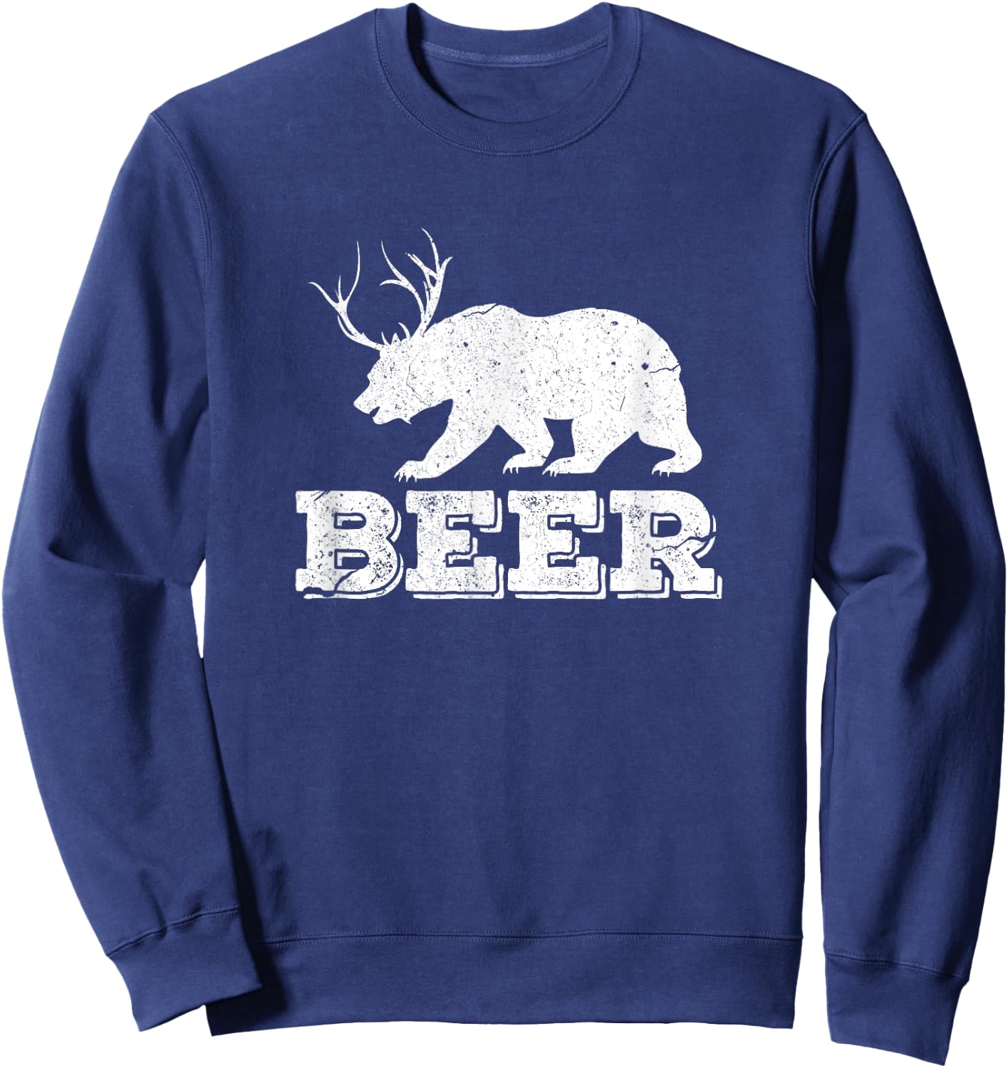 Beer Bear Deer Funny Hunting Vintage Sweatshirt - Sweatshirt | Navy