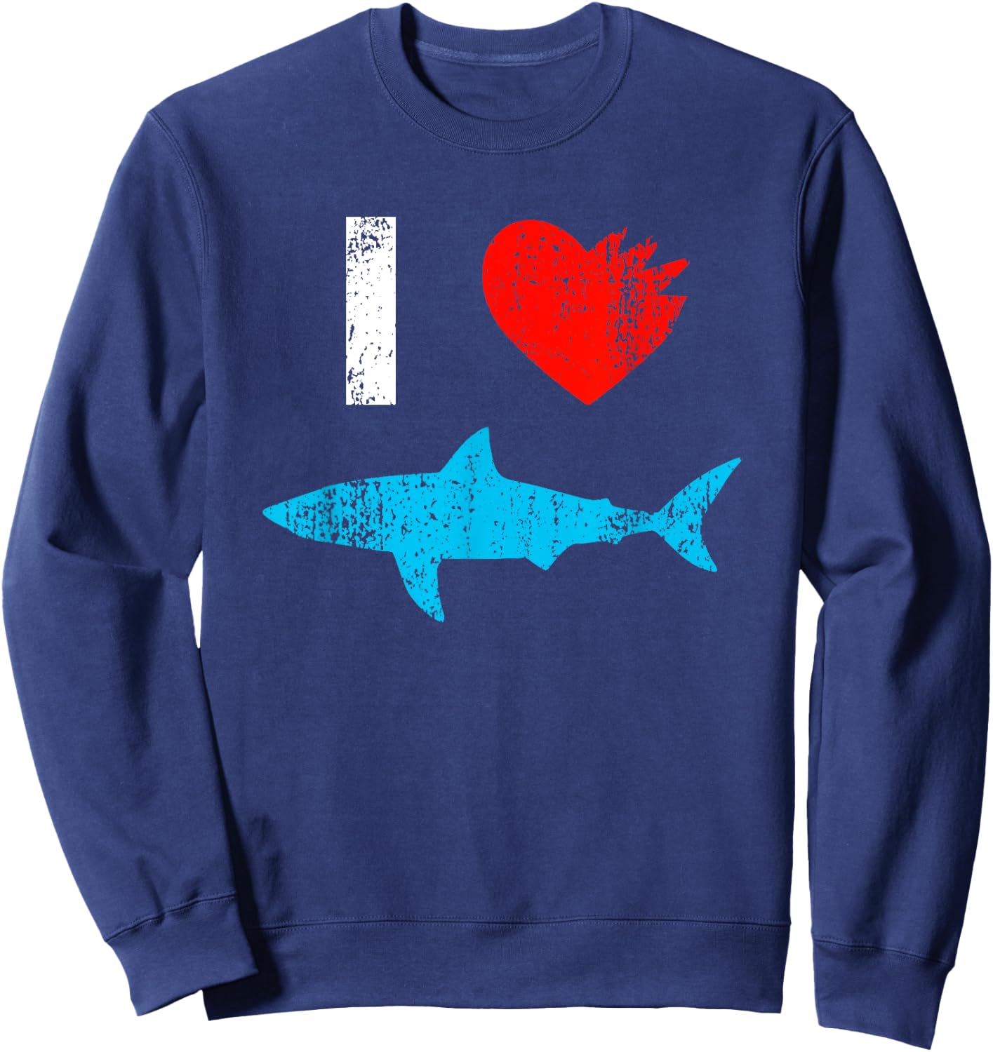 I Love Sharks Heart Bite - Marine Biology Shark Lover Gift Sweatshirt - Sweatshirt | Navy