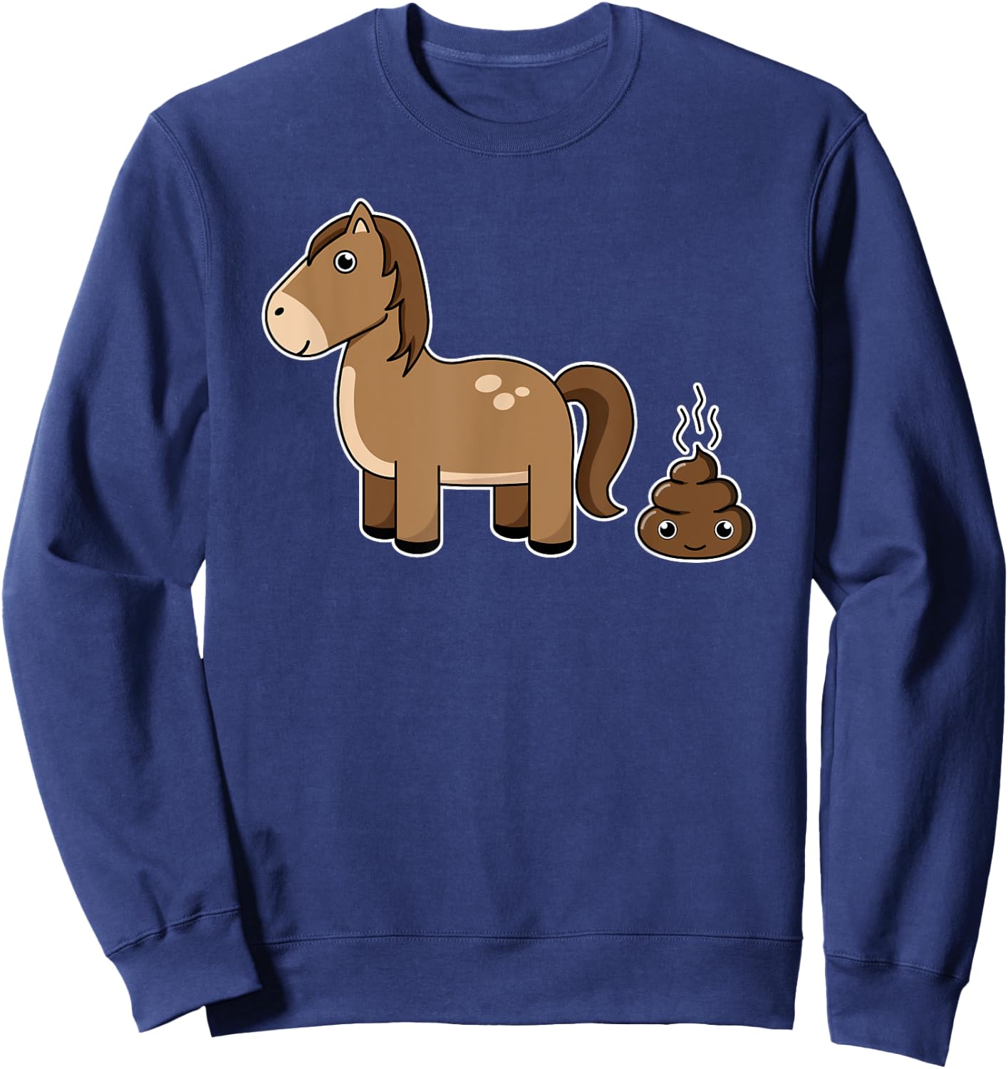 Funny Horse Shit Poop Face Cartoon Illustration Gift Sweatshirt - Sweatshirt | Navy