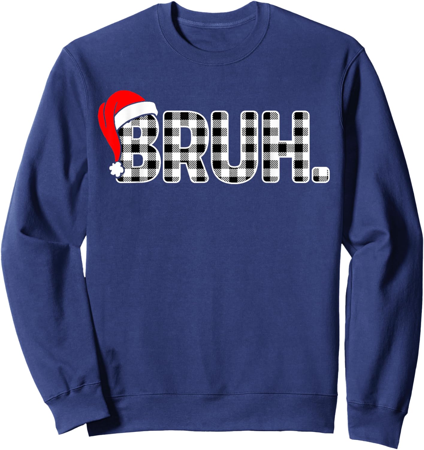 Bruh Funny Christmas Plaid Teens Boys Kids Xmas Pajamas Sweatshirt - Sweatshirt | Navy