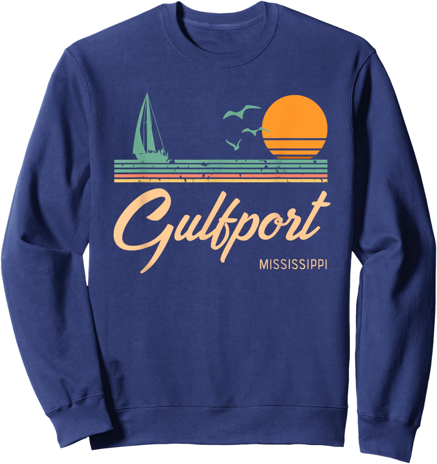 Vintage Gulfport Mississippi Sweatshirt - Sweatshirt | Navy