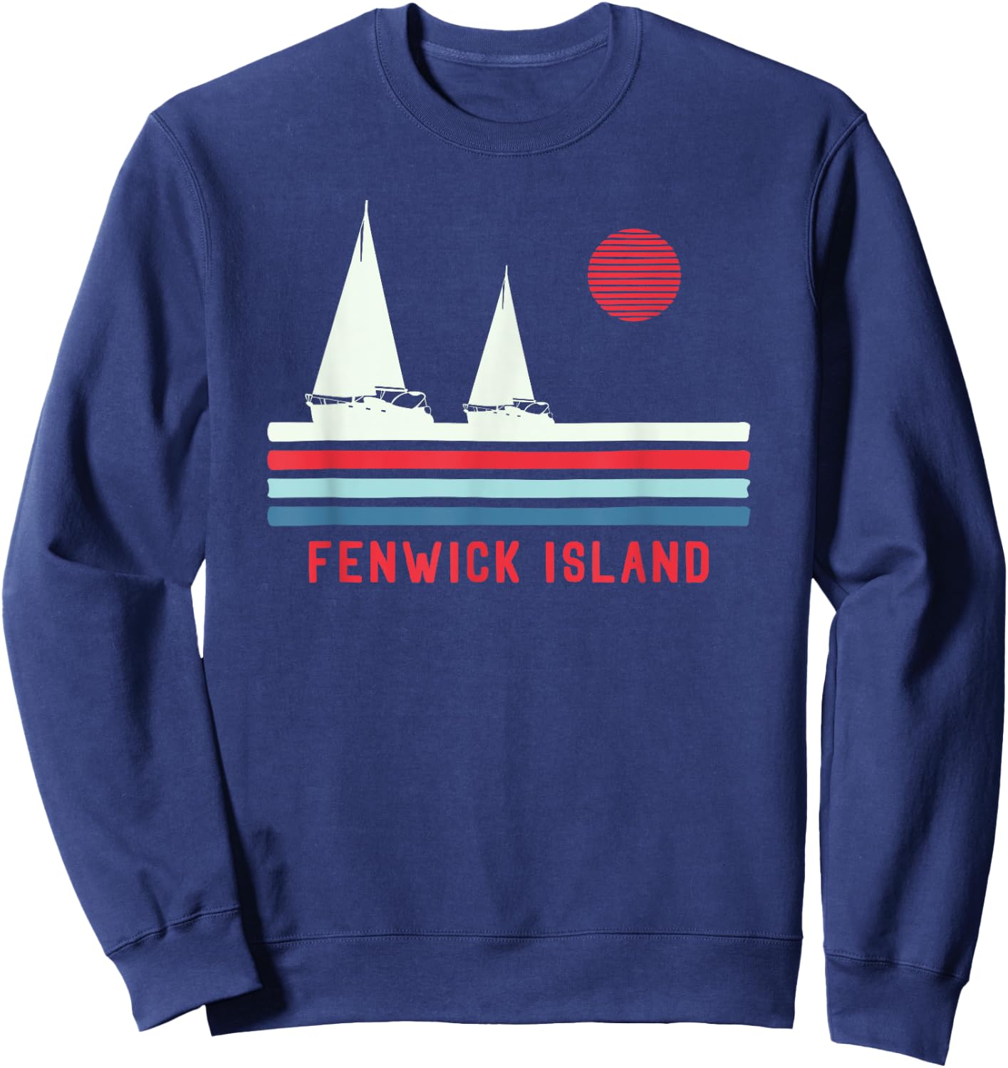 Fenwick Island DE Sailboat Vintage 80s Sweatshirt - Sweatshirt | Navy